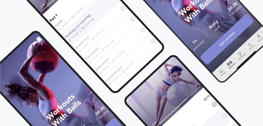 A fitness app created owing to user and desk research.