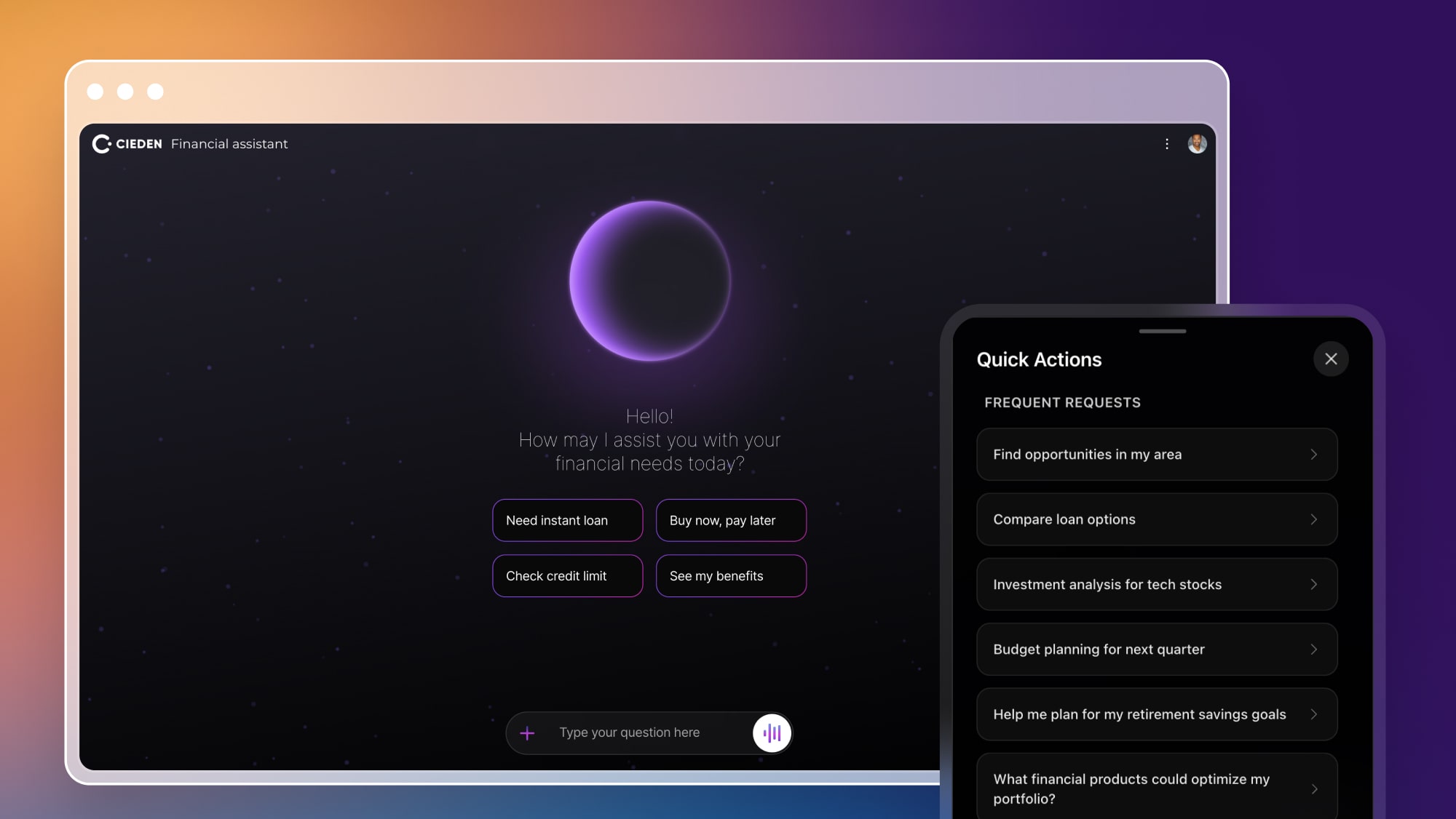 Conversational banking app design