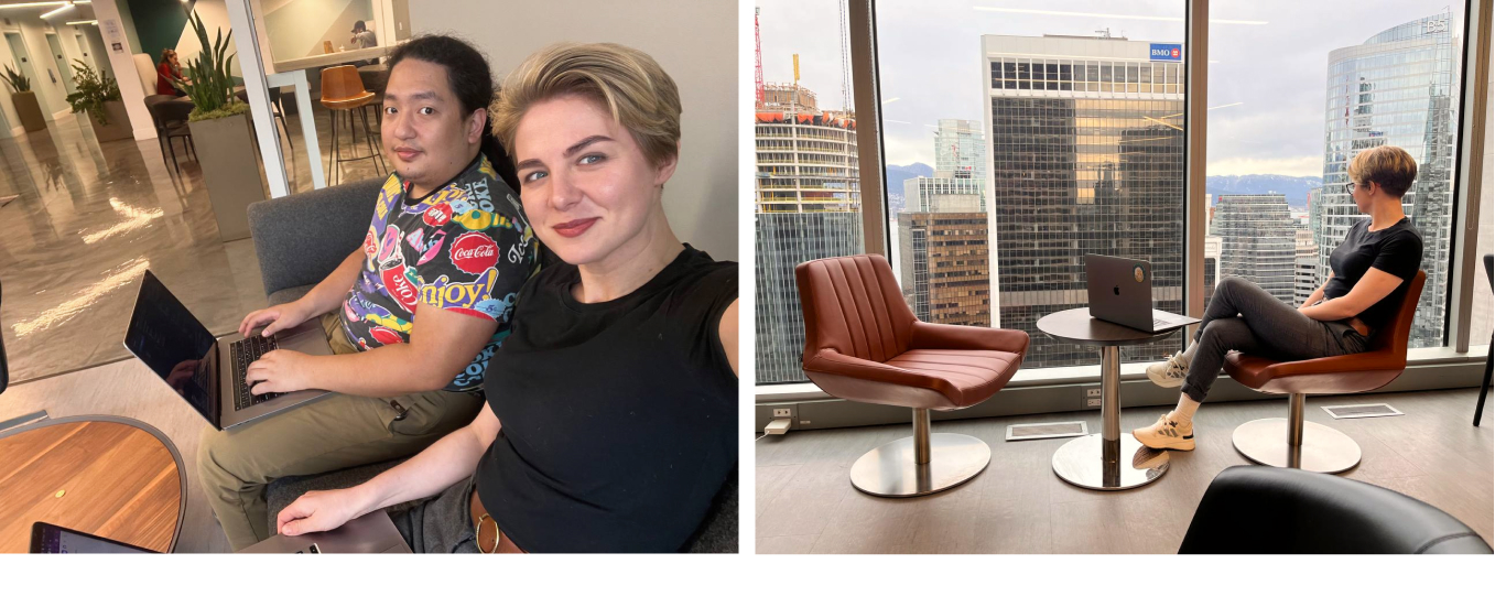 UX designer works with an internal team in the same office