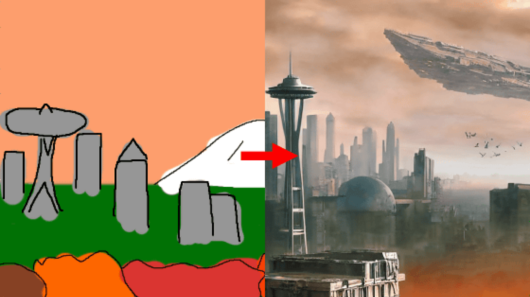 Example of Stable Diffusion XL enhancing image composition to 3D illustrations.