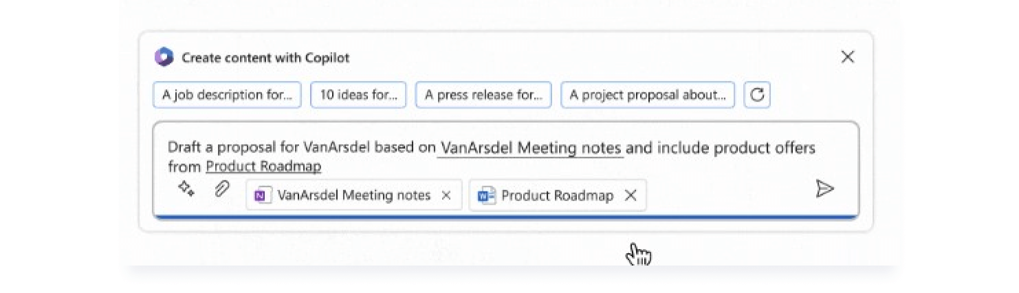 Example of creating a proposal with Microsoft 365 Copilot.