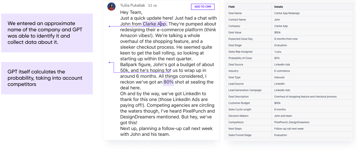 example of AI autocompletion in modern CRM systems.