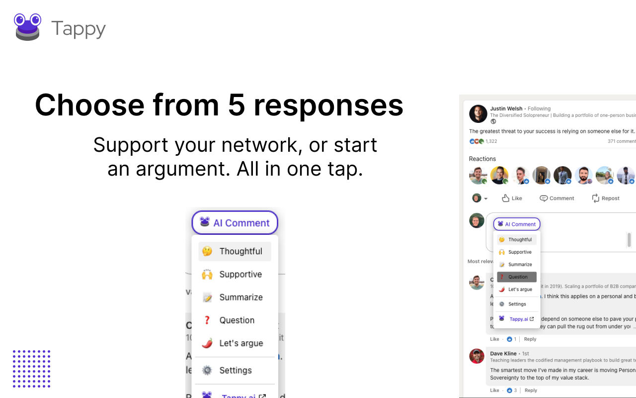 Example of personalizing content with Tappy with a particular sentiment.