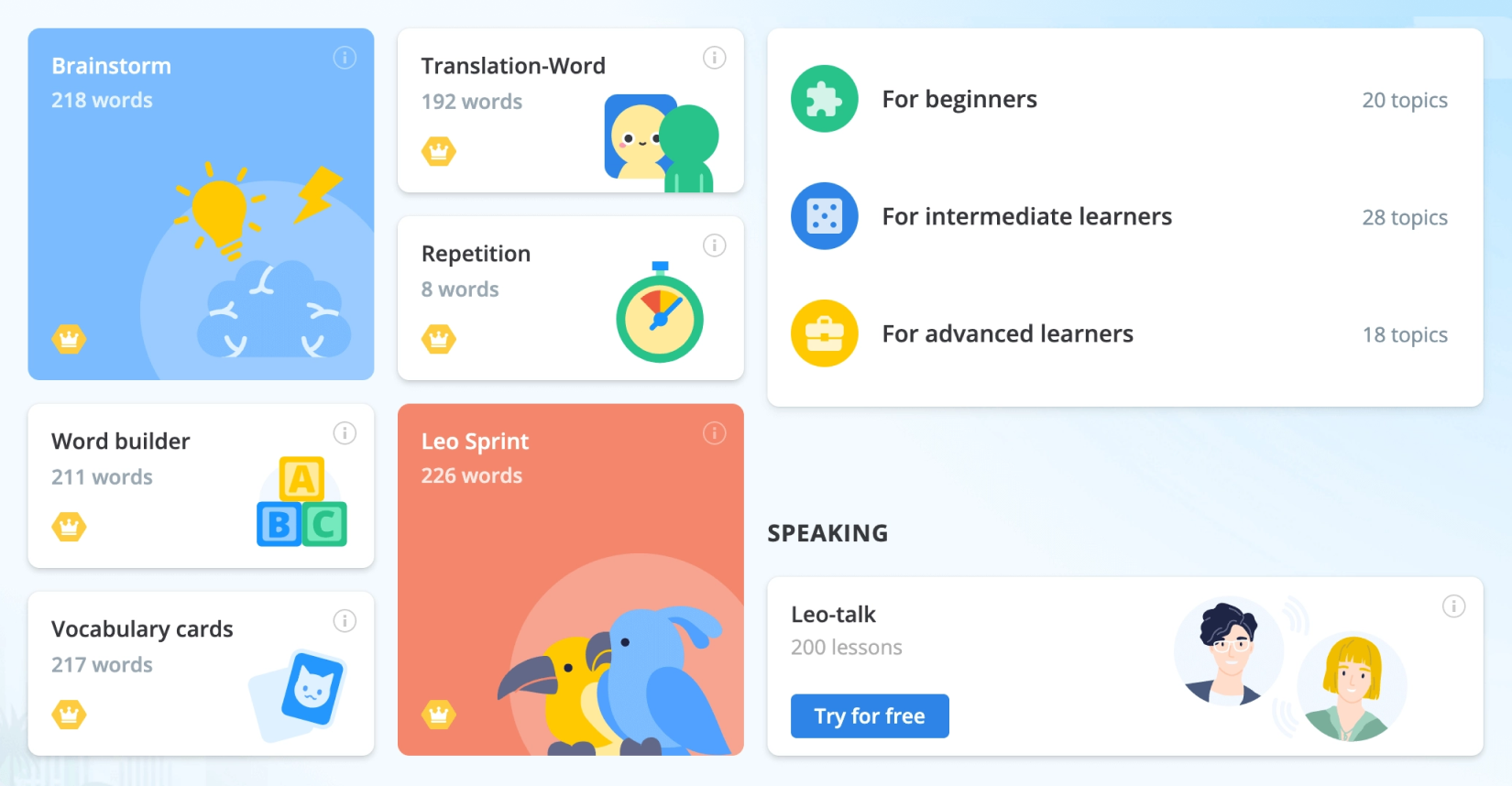 Combination of onboarding, a quest system, and narrative in Lingualeo.