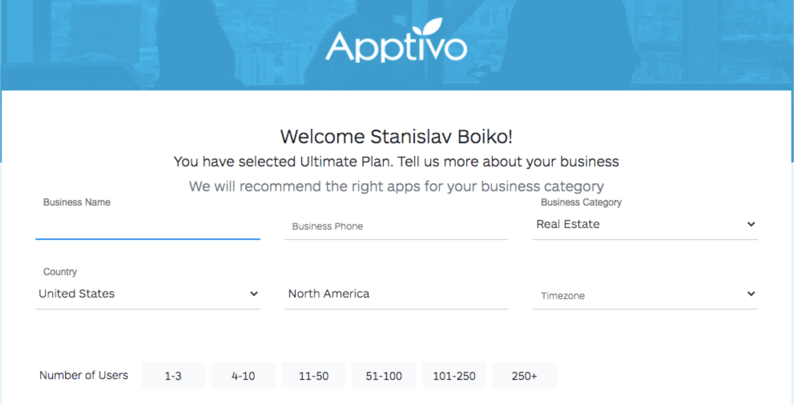 A personal address to a new customer, implemented by Apptivo.