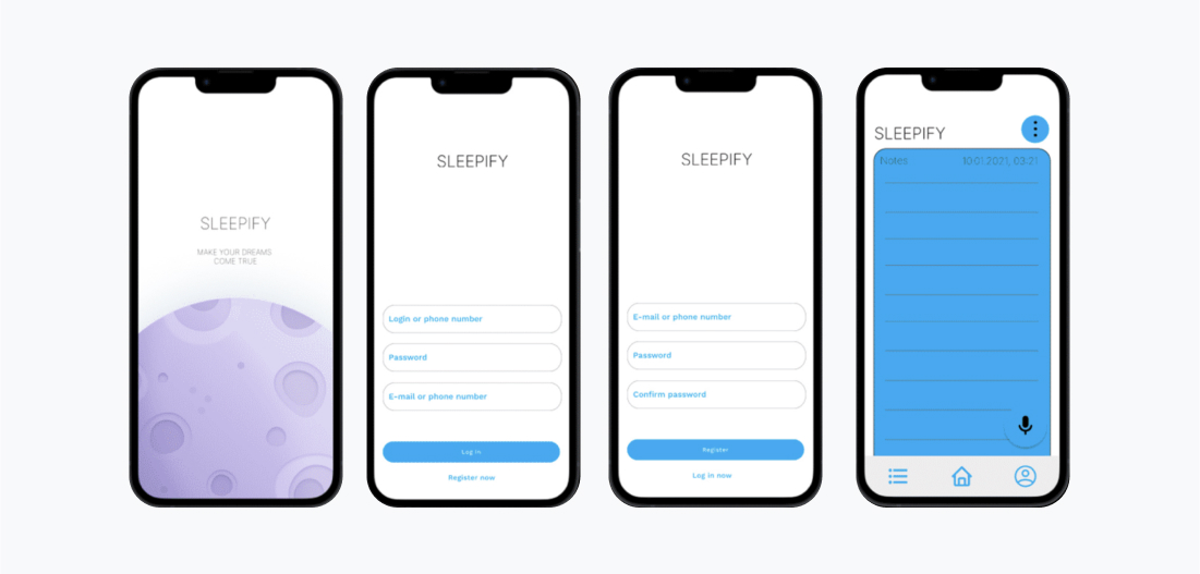 Example of high-fidelity app prototype, created owing to desk research.