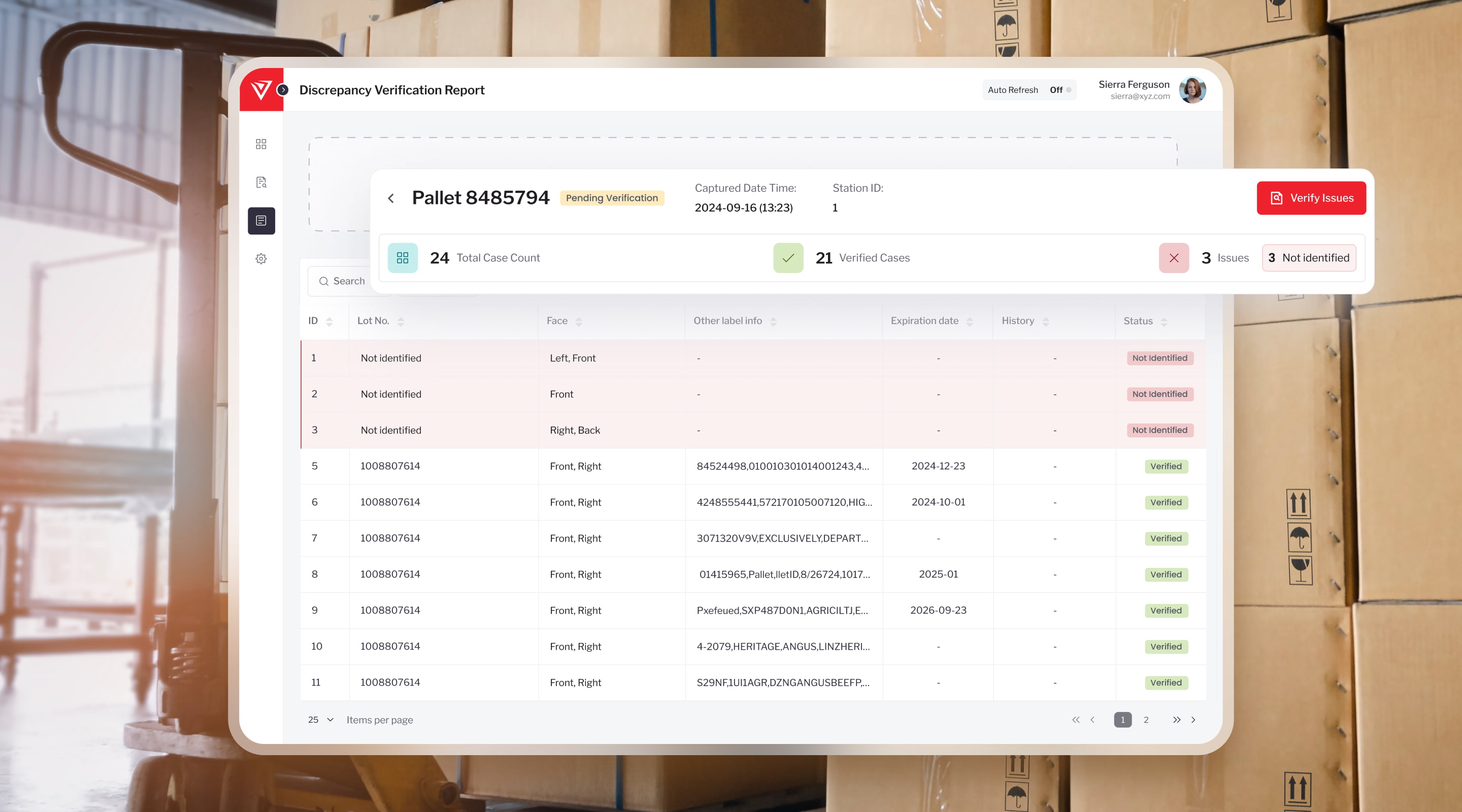 Inventory management UI that speeds up discrepancy verification and resolution Cieden