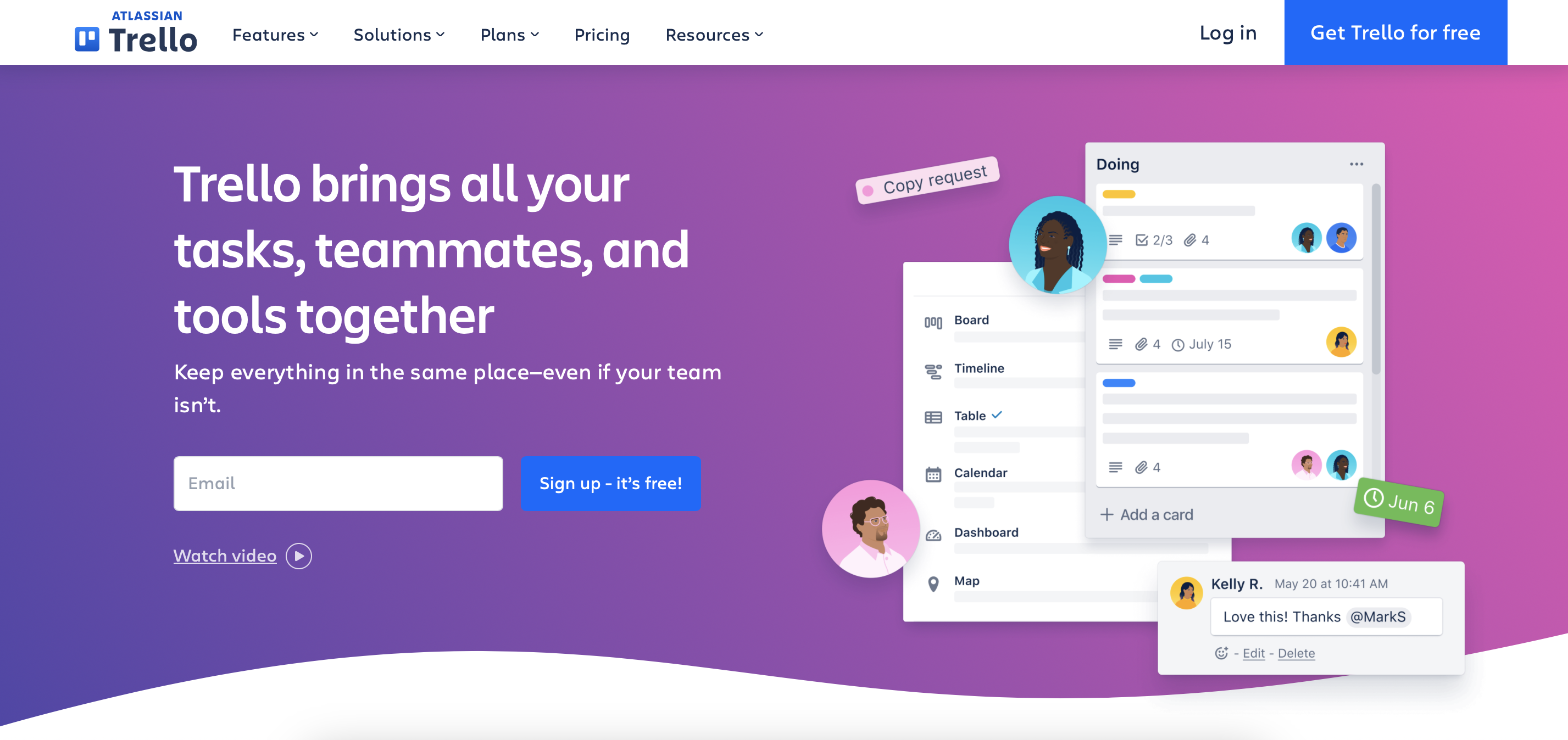 The sign-up process within the user response to CTA, implemented by Trello.