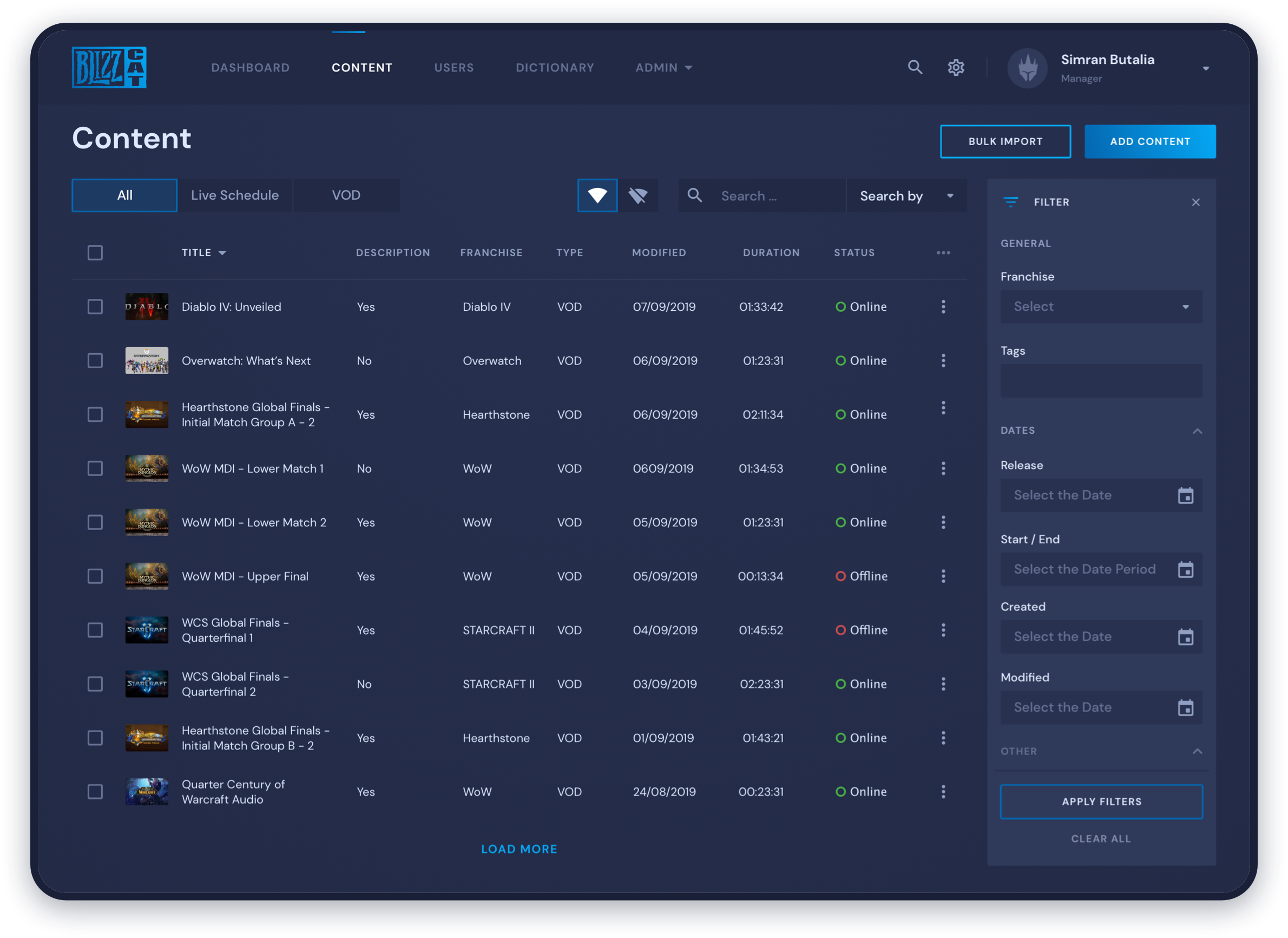 UX/UI Design for Blizzard