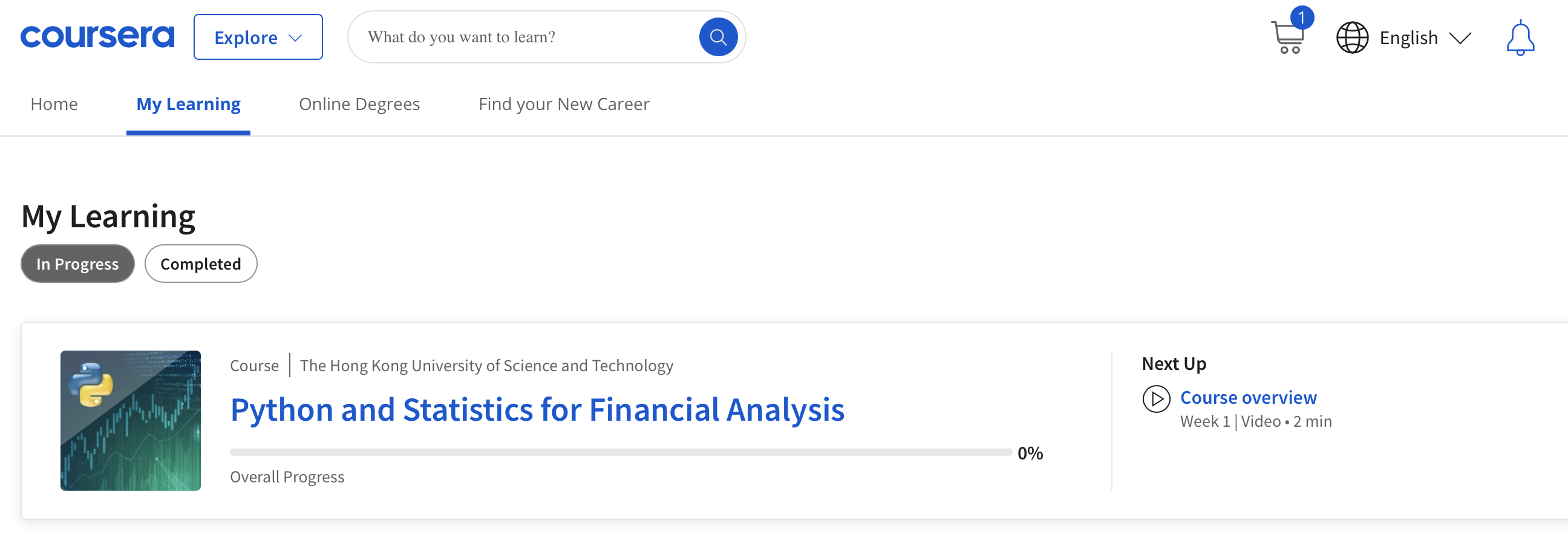 Calendar and study progress integration from Coursera.