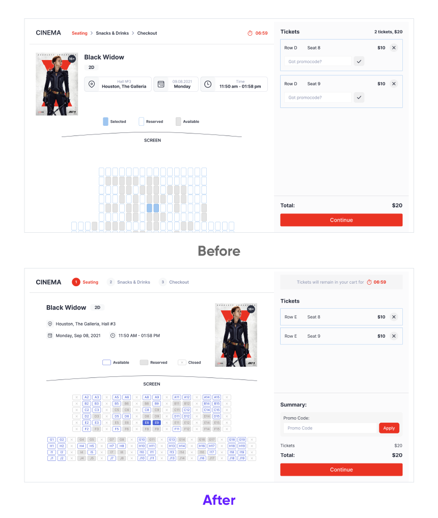 Fixing Bad UX | Cinema Tickets Purchase Service, UX Upgrade Cieden
