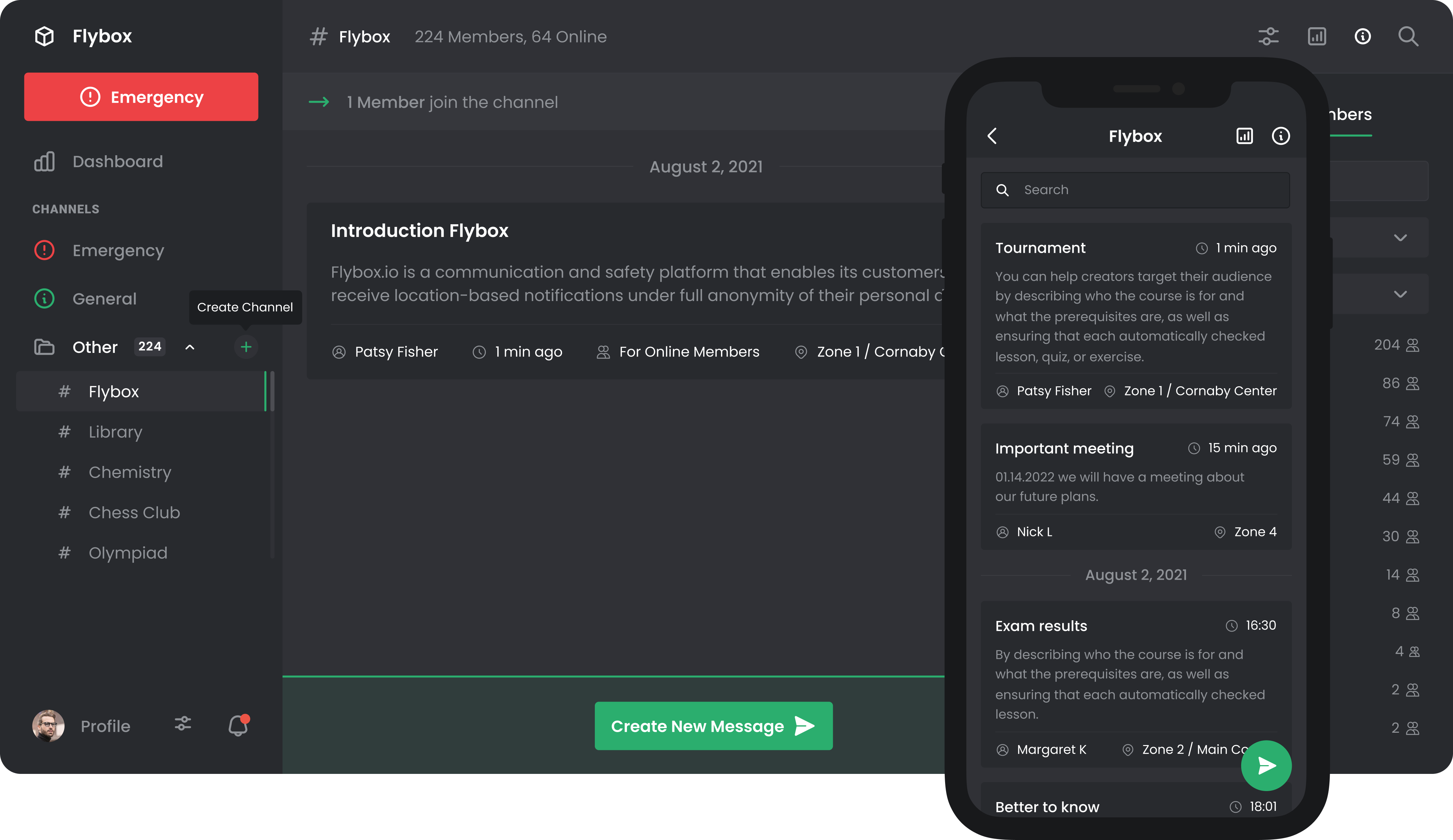 UX/UI Design for Flybox, communication and safety platform