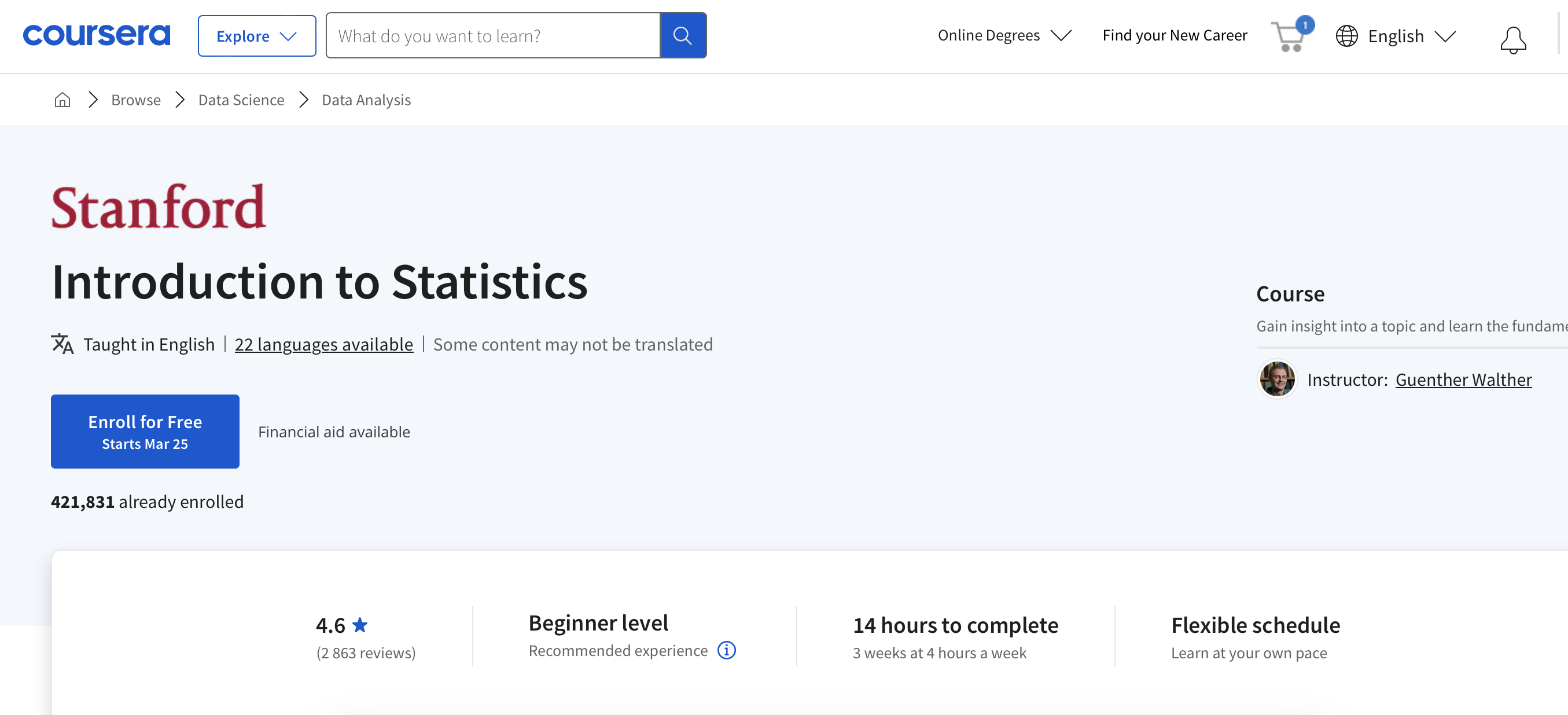 Course page example from Coursera.