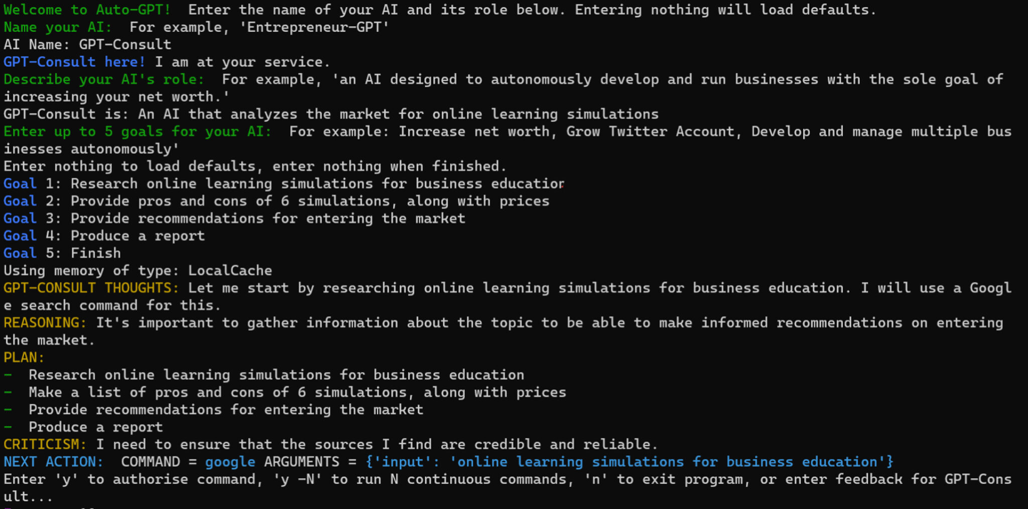 example of AutoGPT analyzing and recognizing large volumes of financial data.
