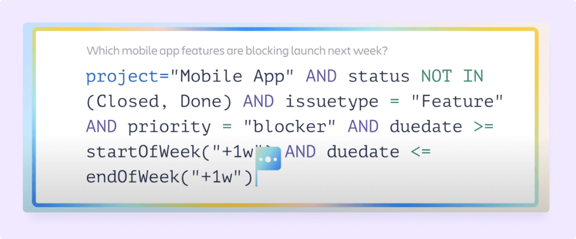 Atlassian showing the code section to apply correct filters.