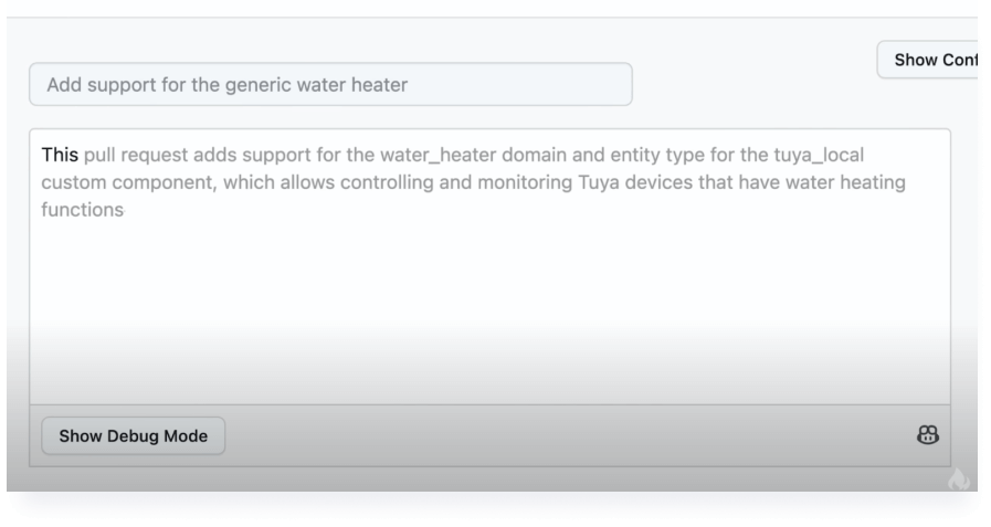 example of GitHub’s auto-generated commit summary.