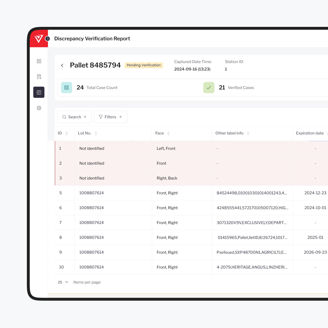 Inventory management system UI