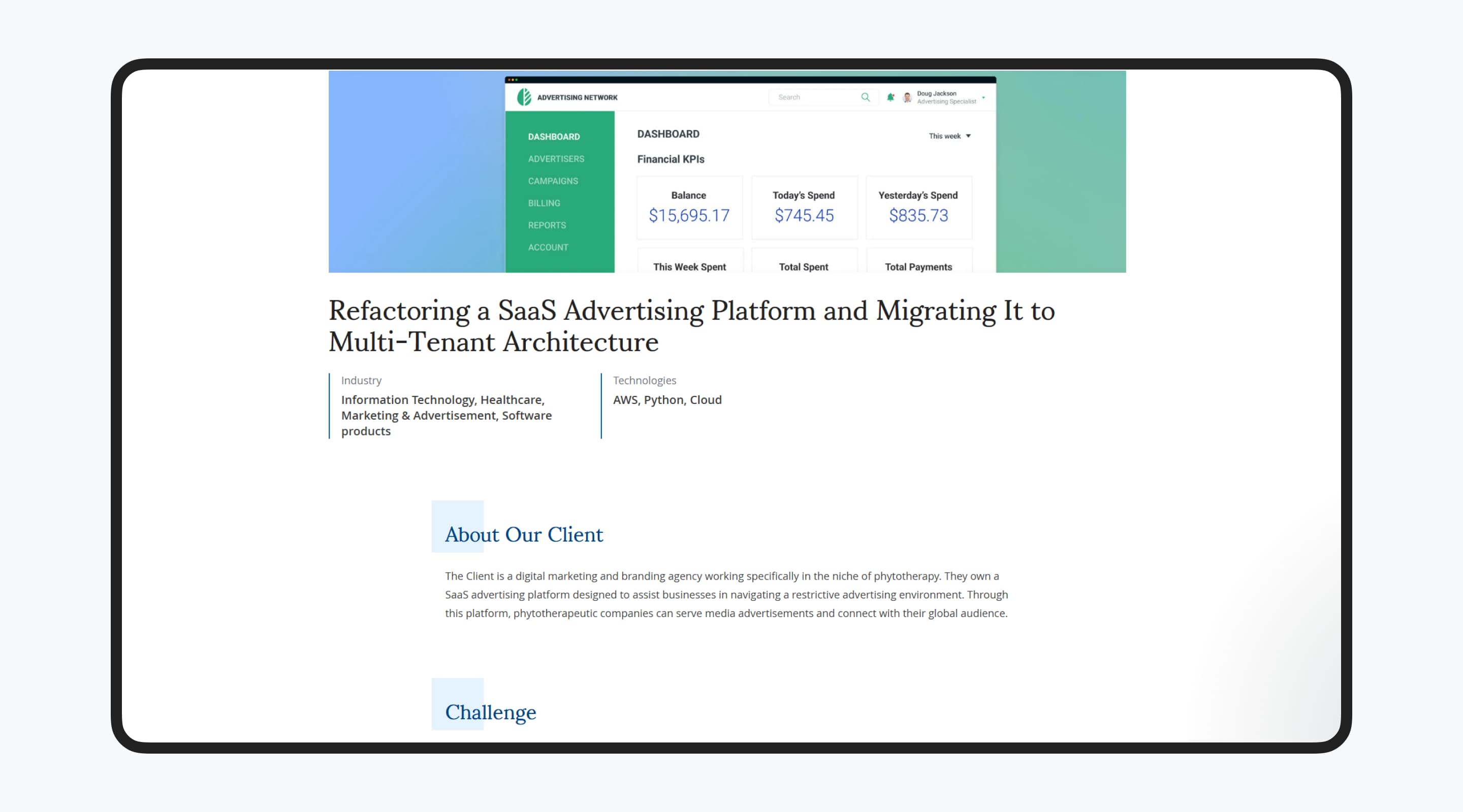 Advertising SaaS modernization and multi-tenant migration