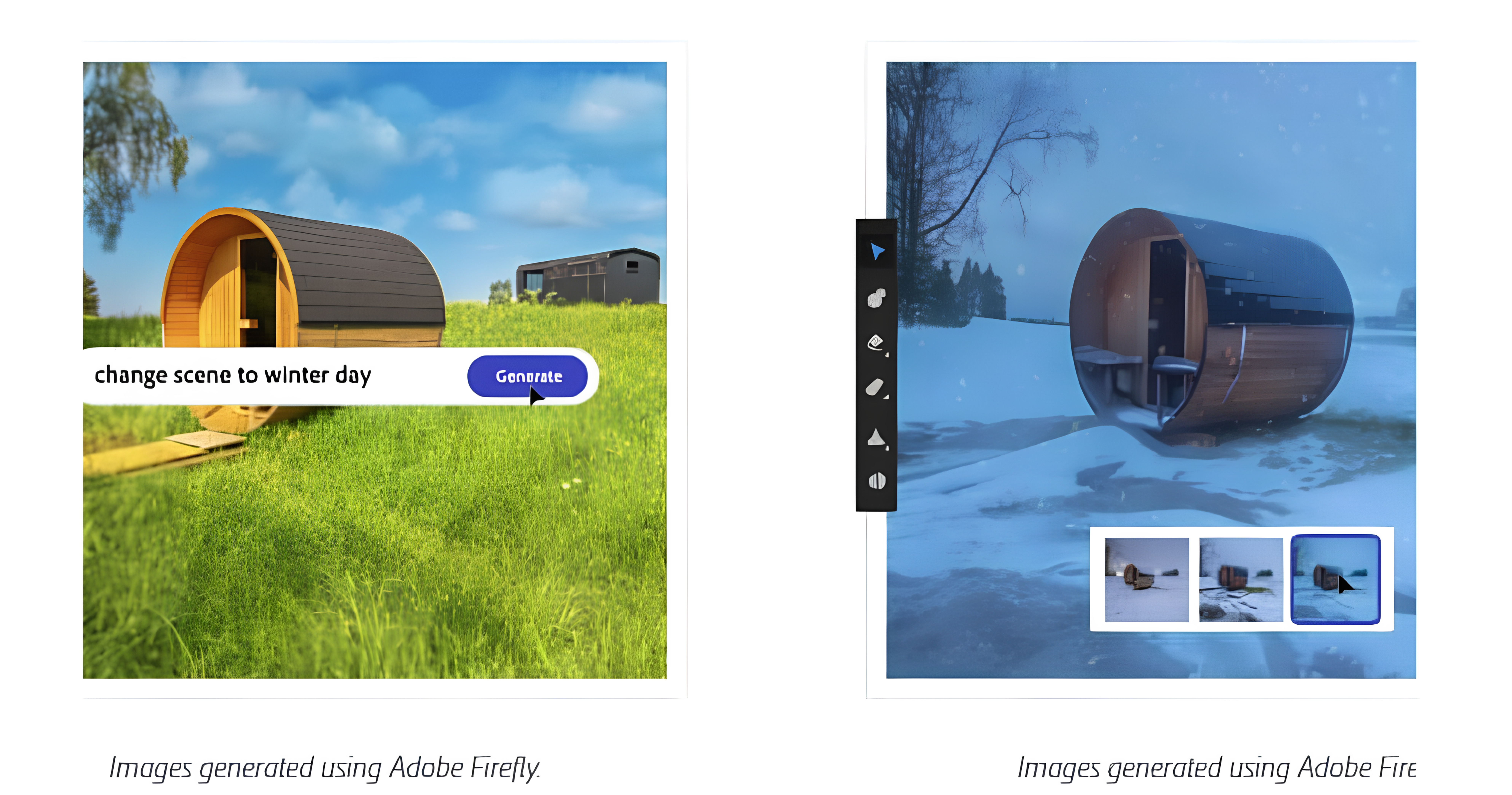 Example of Adobe Firefly changing the image based on the inquiry described in words.