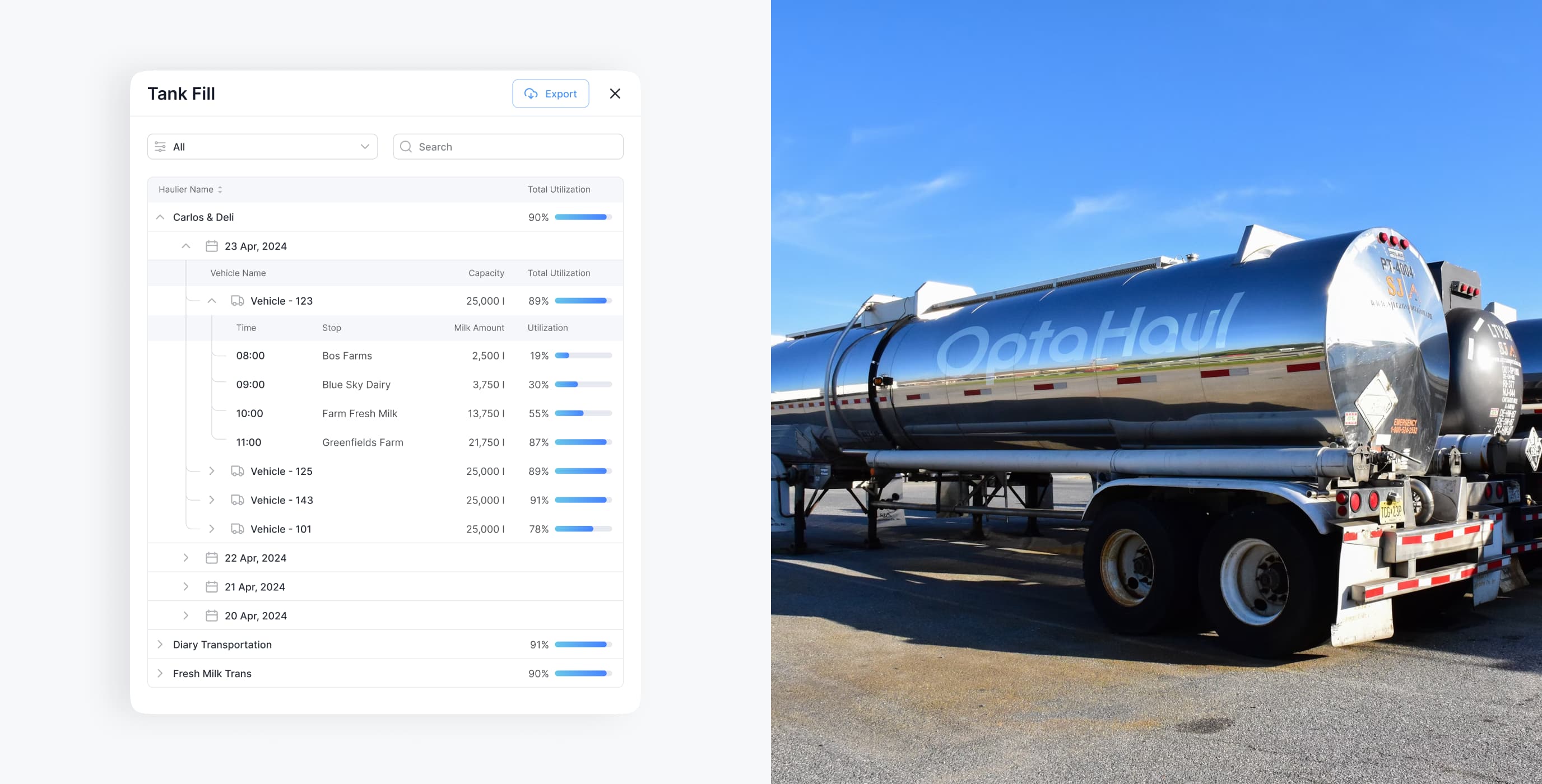 OptaHaul: simplifying dairy logistics with role-based dashboards Cieden