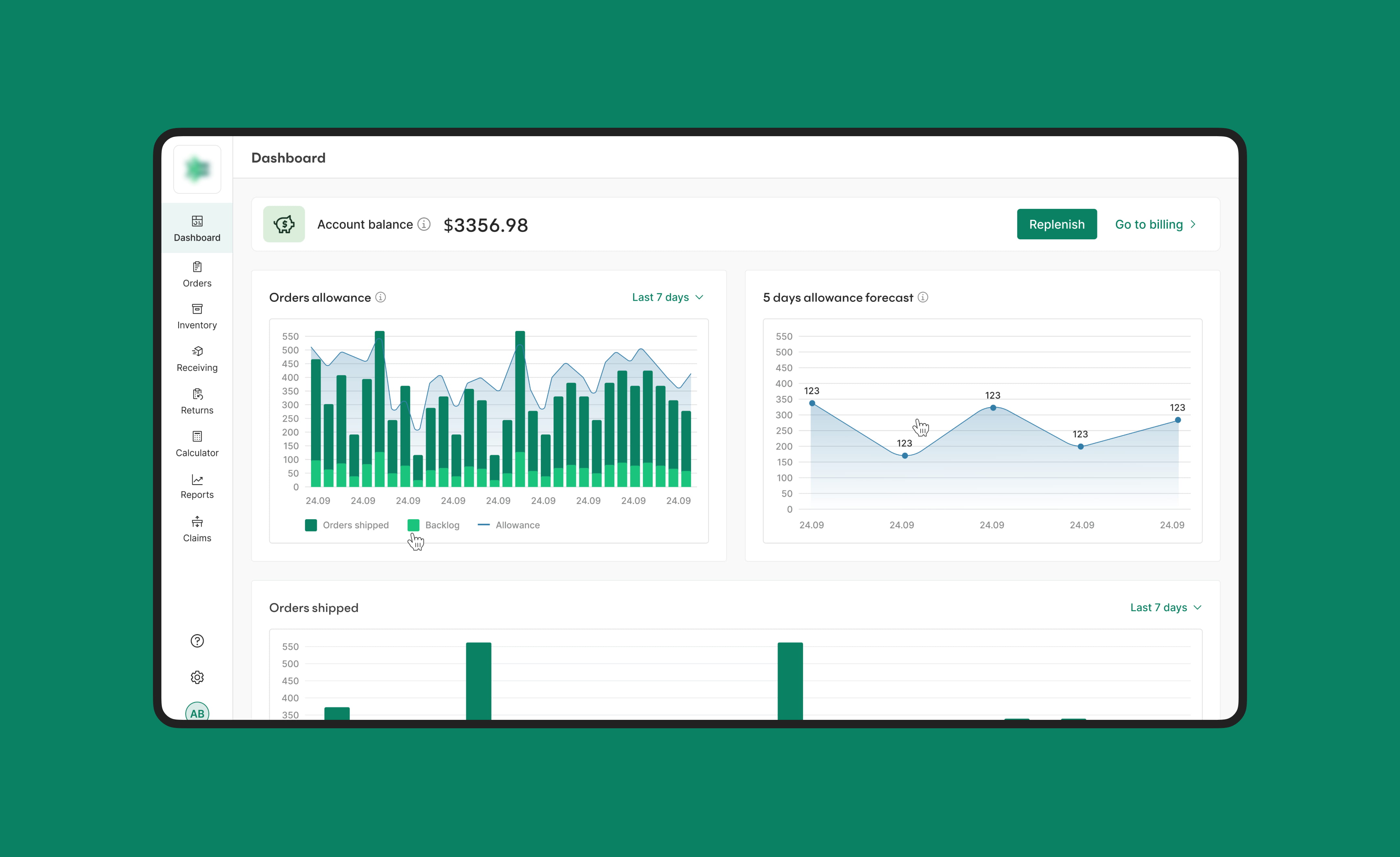 UI/UX design for the 3PL software platform