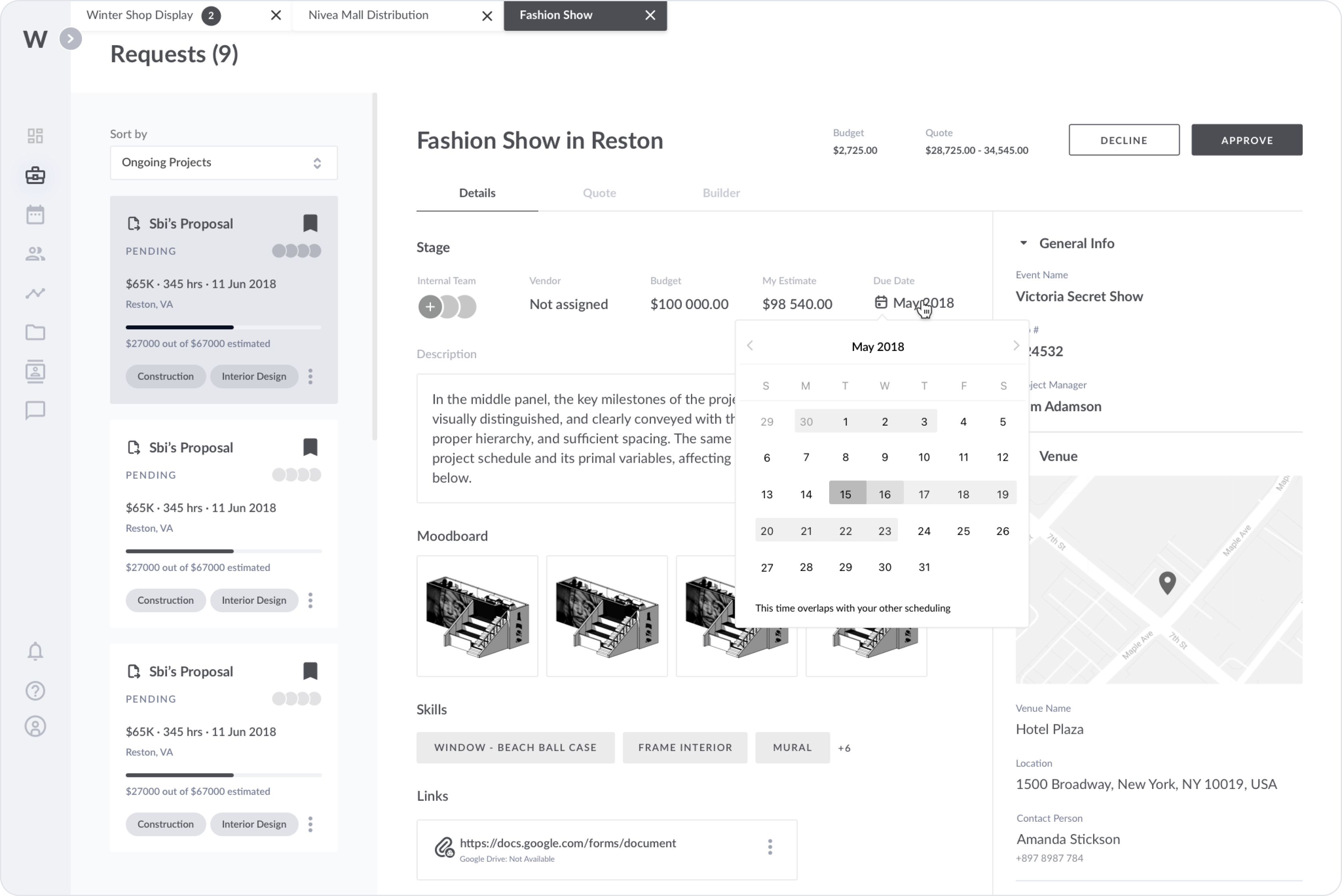 Vendor view. Incoming RFPs.