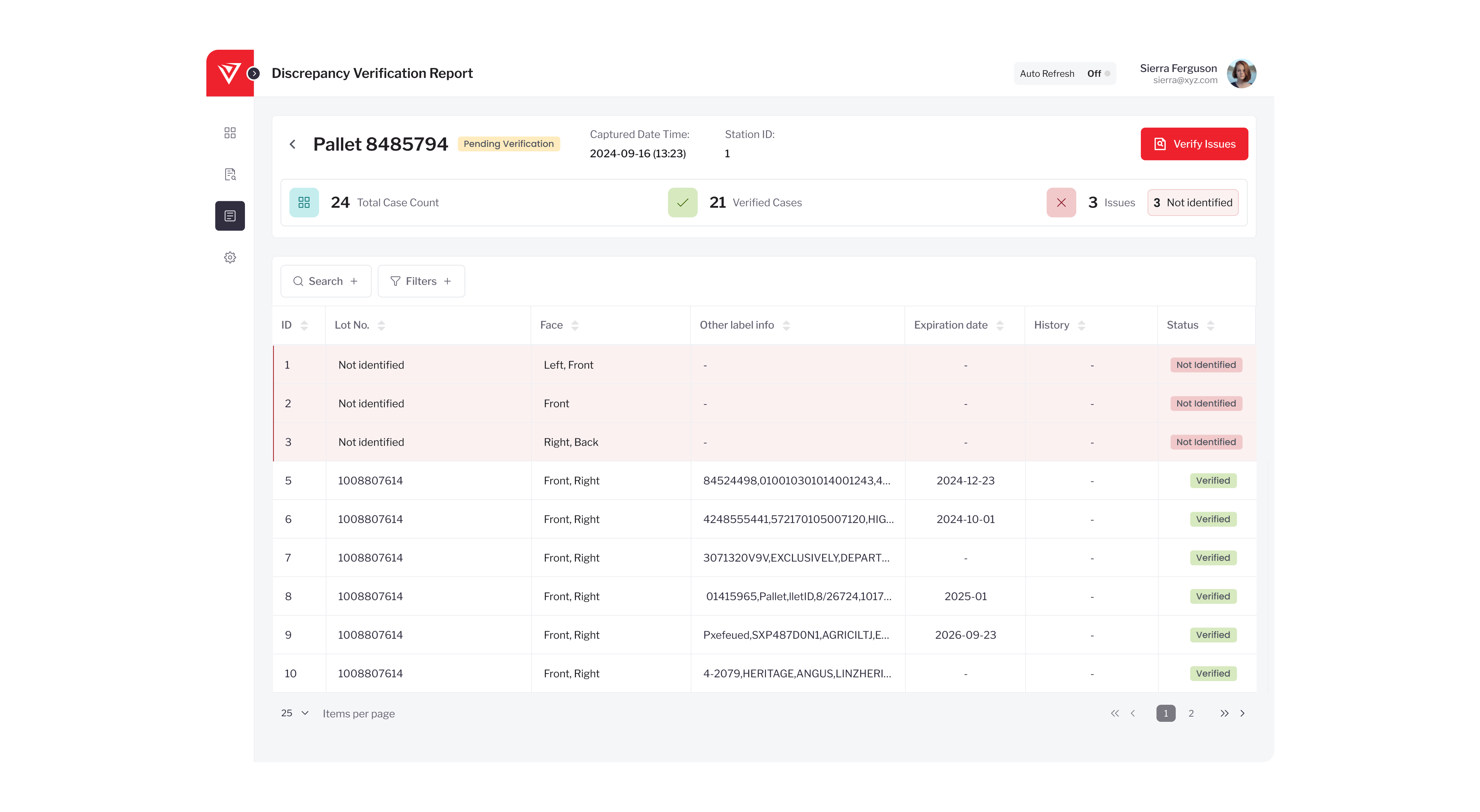 Inventory management UI that speeds up discrepancy verification and resolution