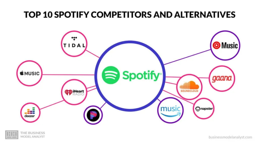 The chart that shows Spotify's position and differentiation in the market.