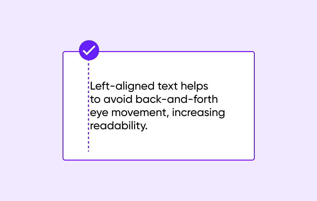 Visualization of the left text alignment.