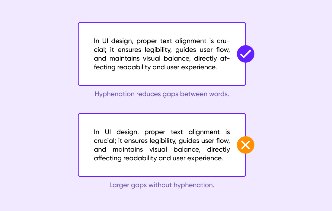 Visualization of the justified text alignment.