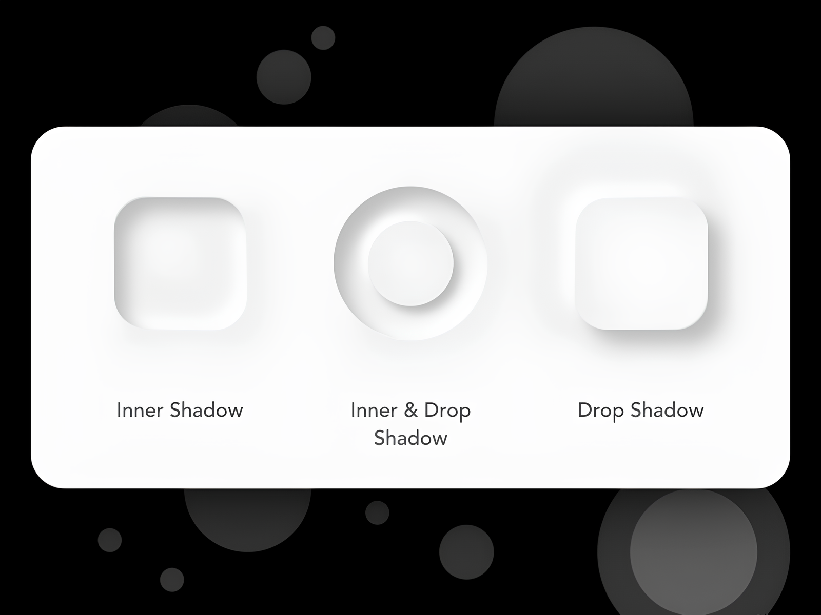 A visualization of the inner, drop, inner and drop shadows.