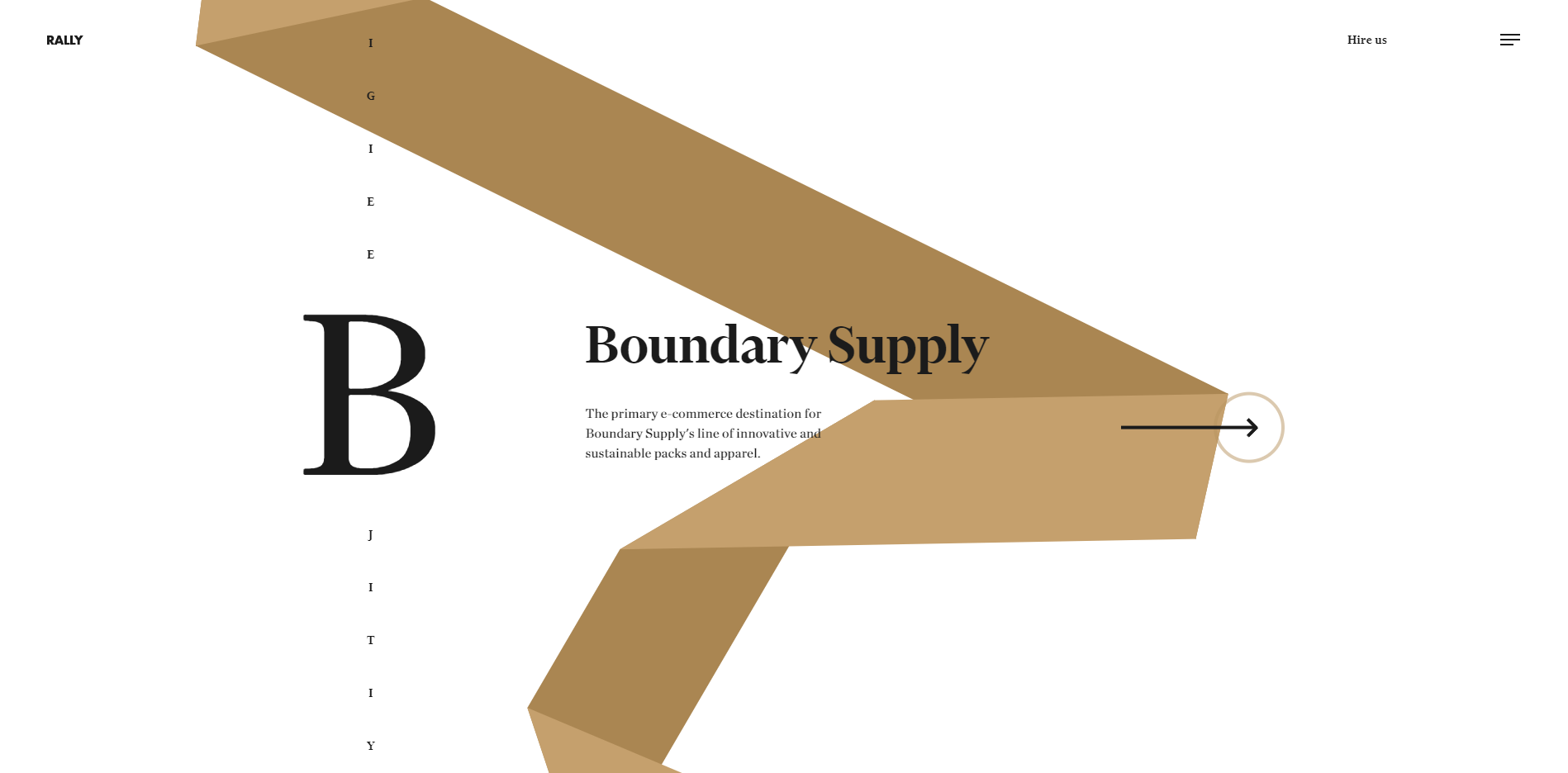 Boundary Supply website featuring a large 'B' and a hexagonal shape with an arrow pointing right.