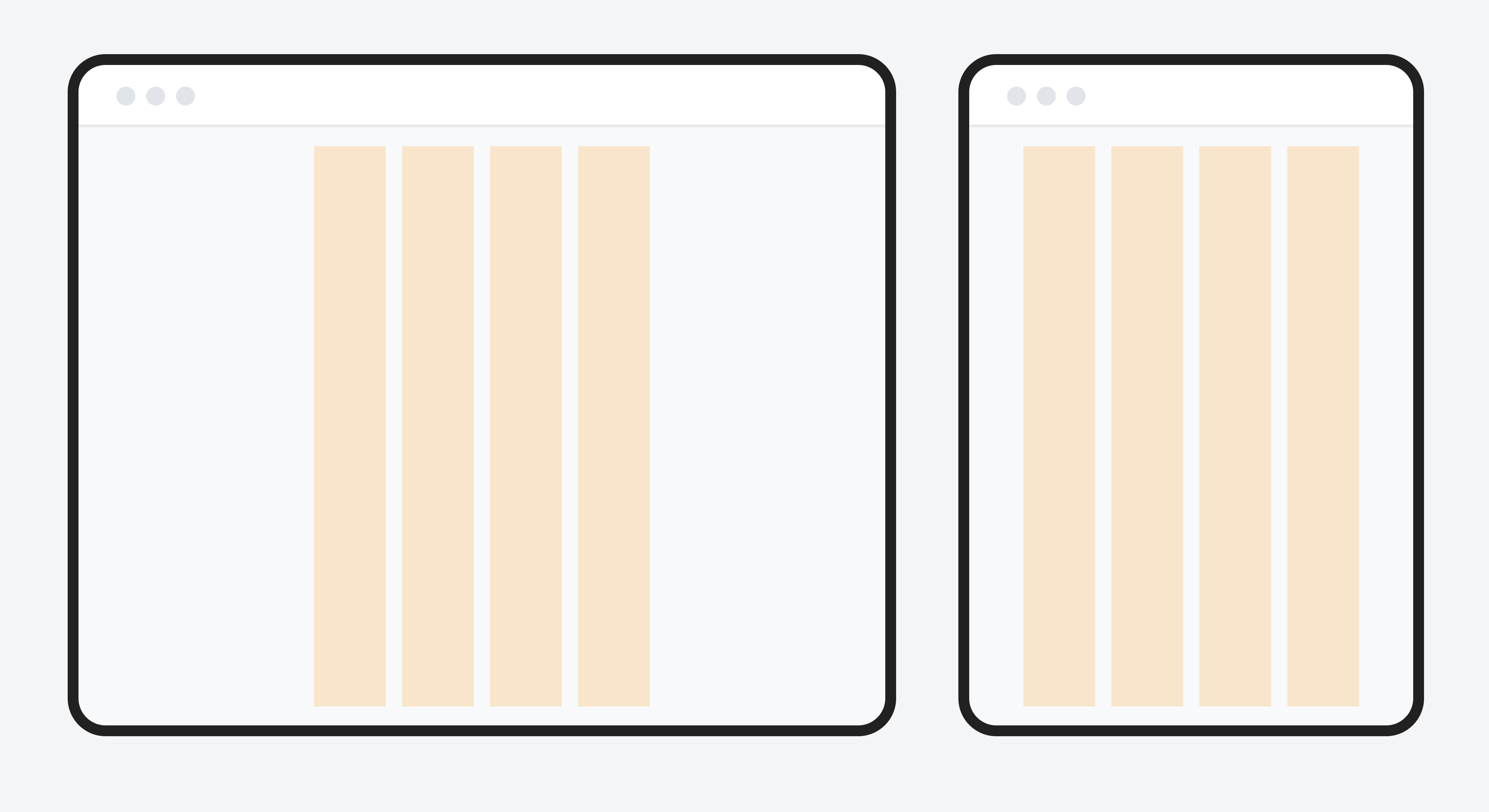 A visualization of the fixed grids on two mockups.