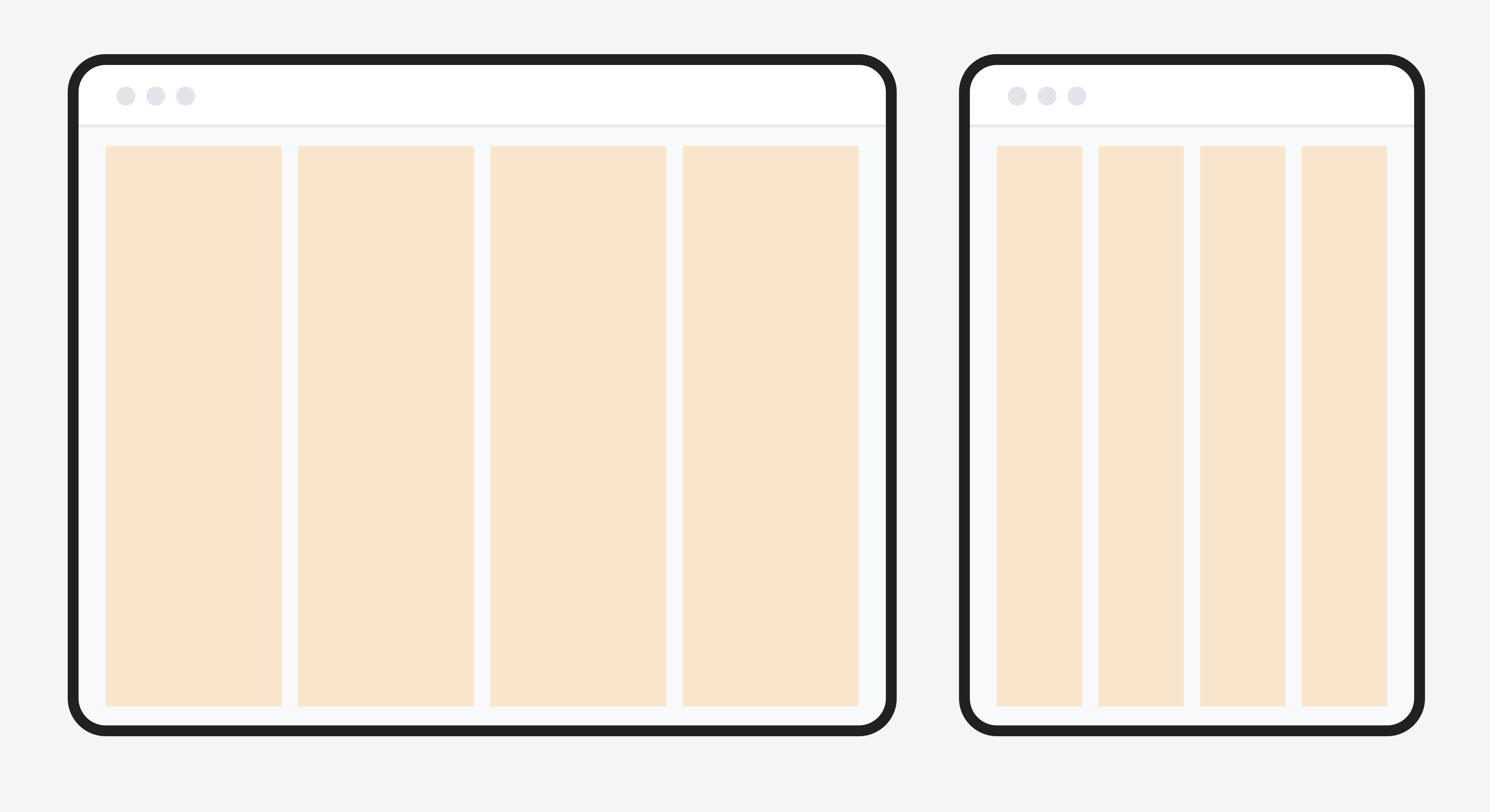 A visualization of the fluid grids on two mockups.