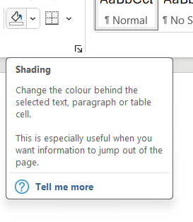 Microsoft Word Desktop tooltip provides a lot of unnecessary information.