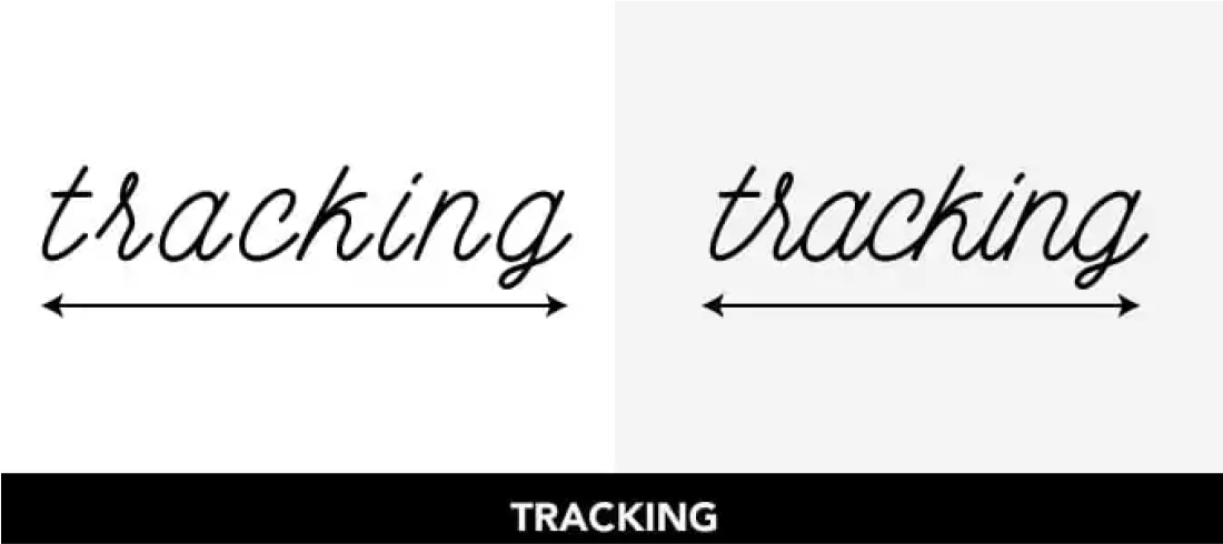 Two variants of the word "tracking" with a bigger and smaller tracking.