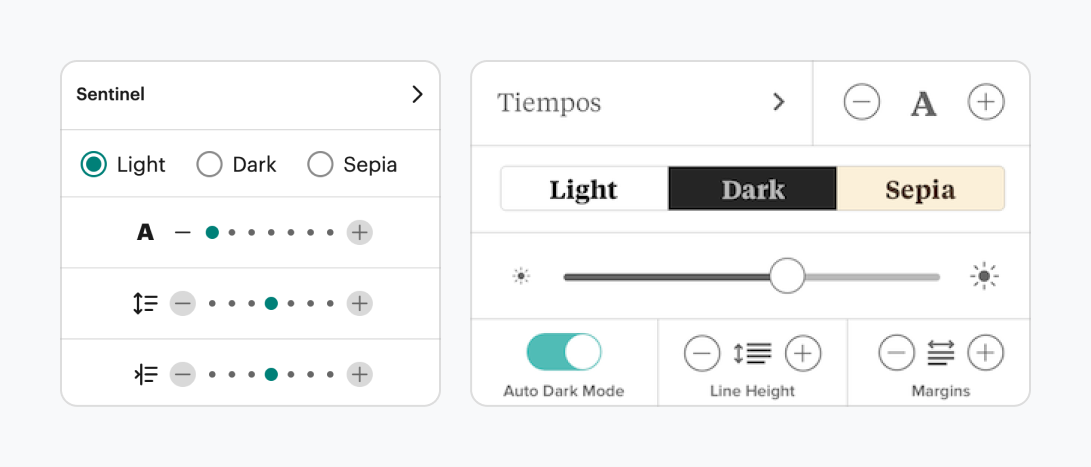 Pocket's feature to customize font and spacing.