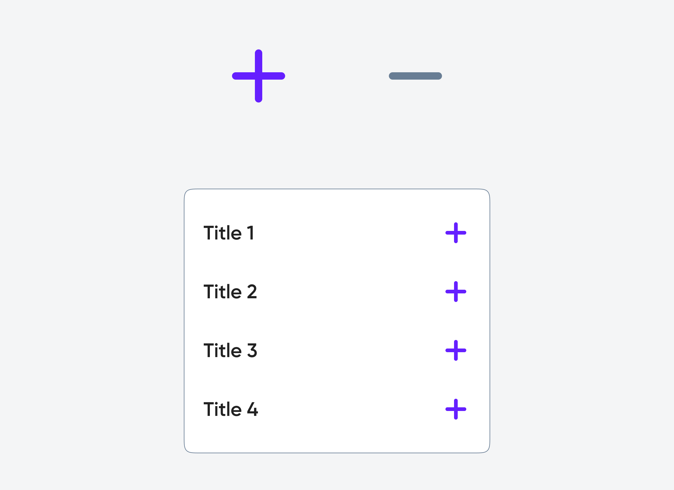 Accordion with plus and minus icons.