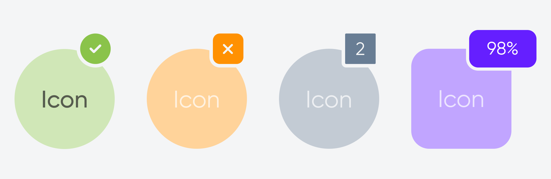 Comparison of different corner radius used for badges.