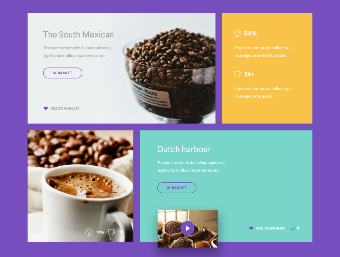 Collect Coffee website homepage featuring a customizable coffee blend, promotional offer, customer testimonial, and various coffee products.