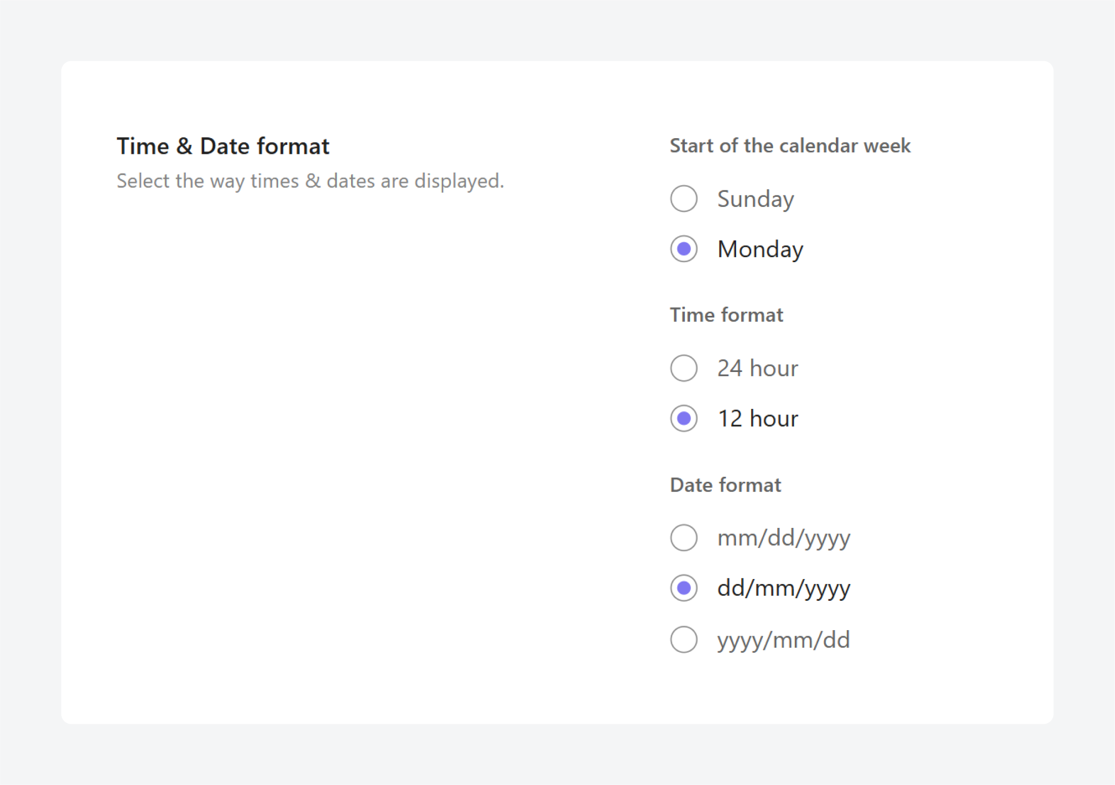 ClickUp allowing users to choose date format