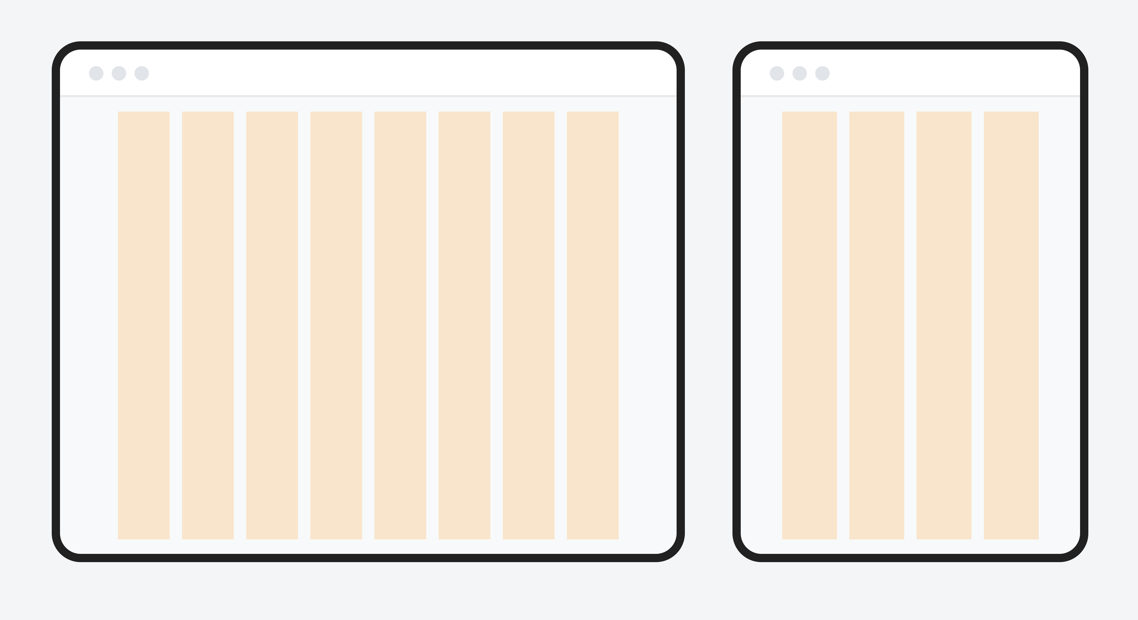 A visualization of the adaptive grids on two mockups.