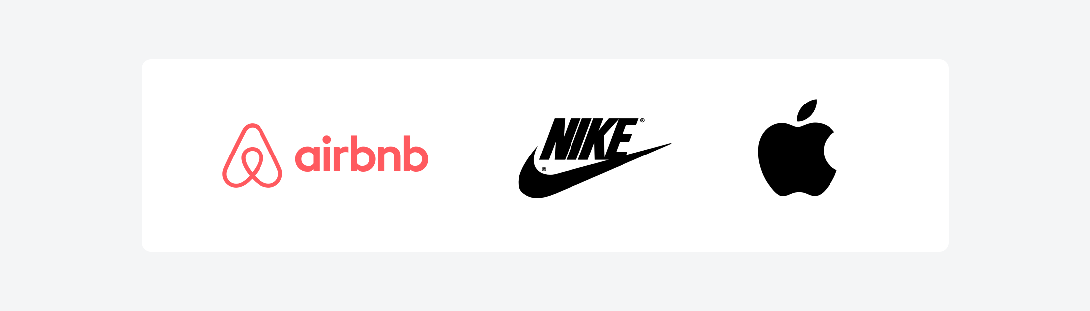 A collage featuring logos with organic and abstract shapes from Airbnb, Nike, and Apple.