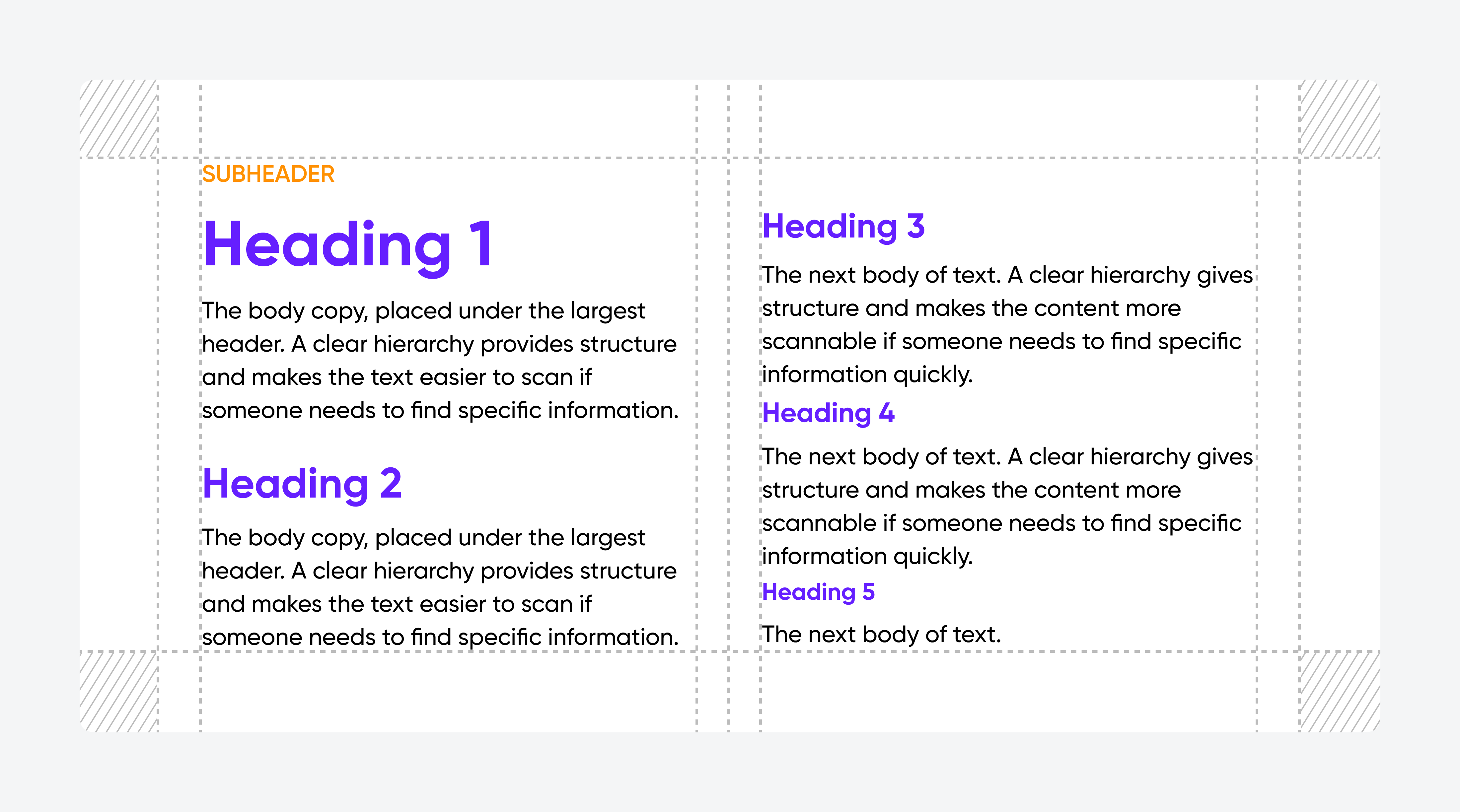 An example of how different font styles used for different headers for hierarchy.