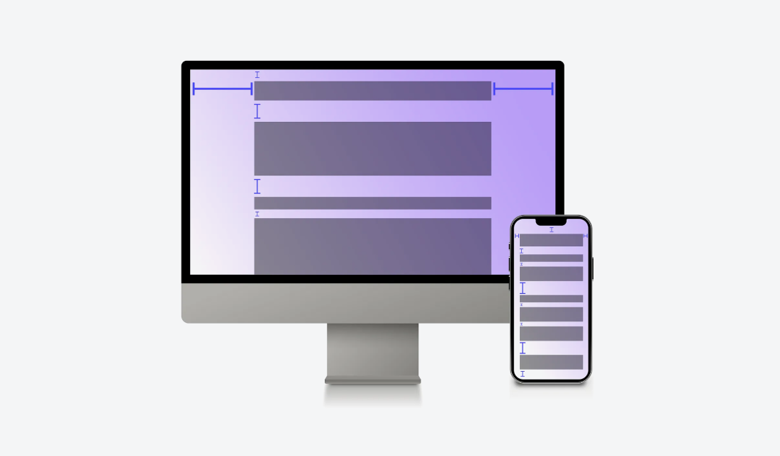  A comparison of the page marrgins on two mockups - desktop and mobile.