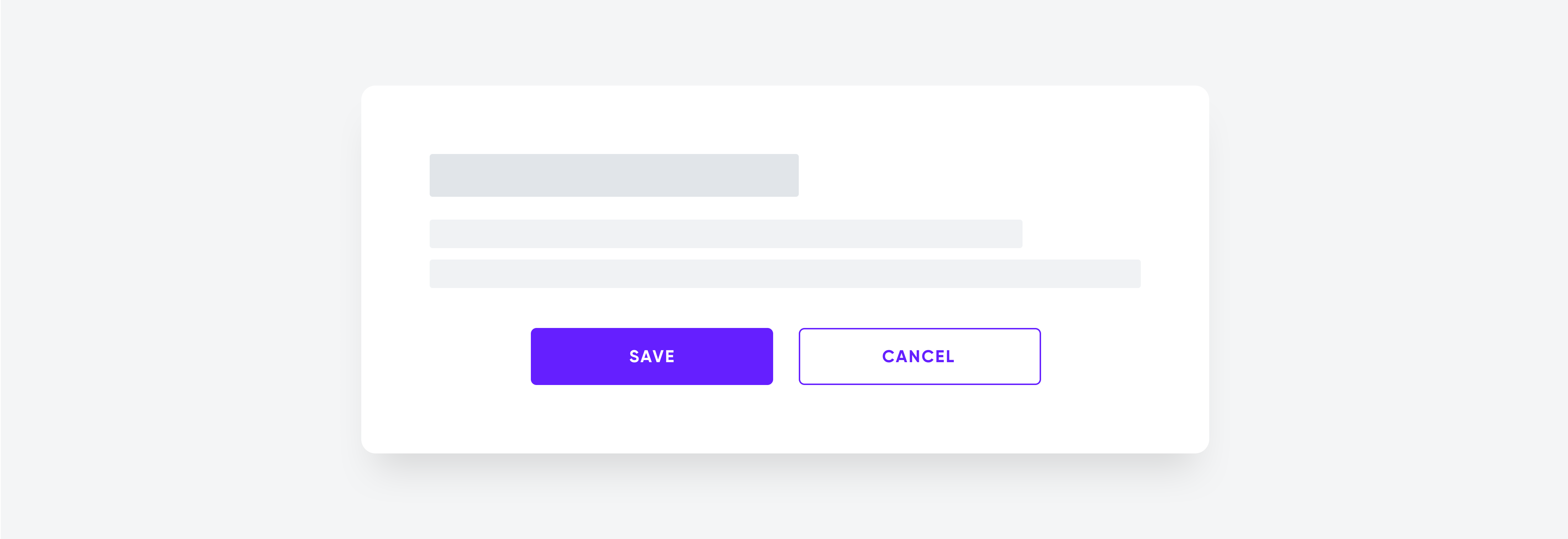 Modal dialog with "Save" and "Cancel" buttons aligned horizontally.