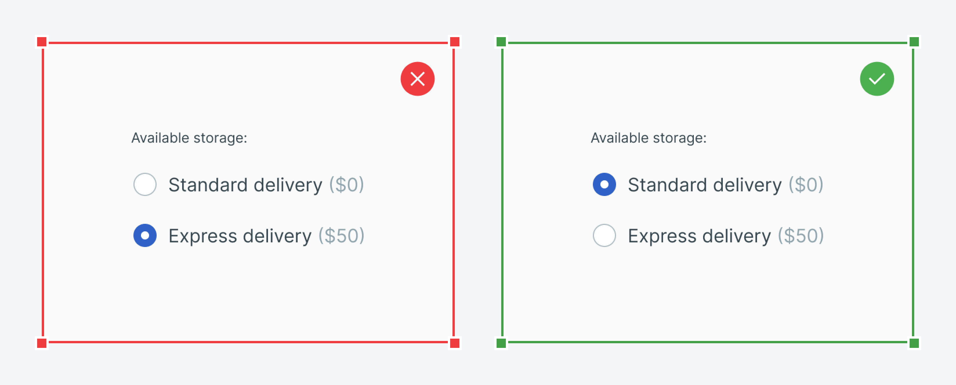 Source  Base defaults on metrics: One of the radio button UX best practices is letting data guide you. Analyze usage patterns to identify the most common or effective choices. If 70% of users in a survey choose "modern" over "classic," make that the default. When the default resonates with user preferences, decision-making feels natural and intuitive. Avoid misleading defaults: Defaults must reflect user interests, not hidden agendas. Setting a default to the most expensive option or one requiring more effort undermines trust. For instance, in subscription plans, pre-selecting a premium tier without clear value justification can frustrate users and damage retention.