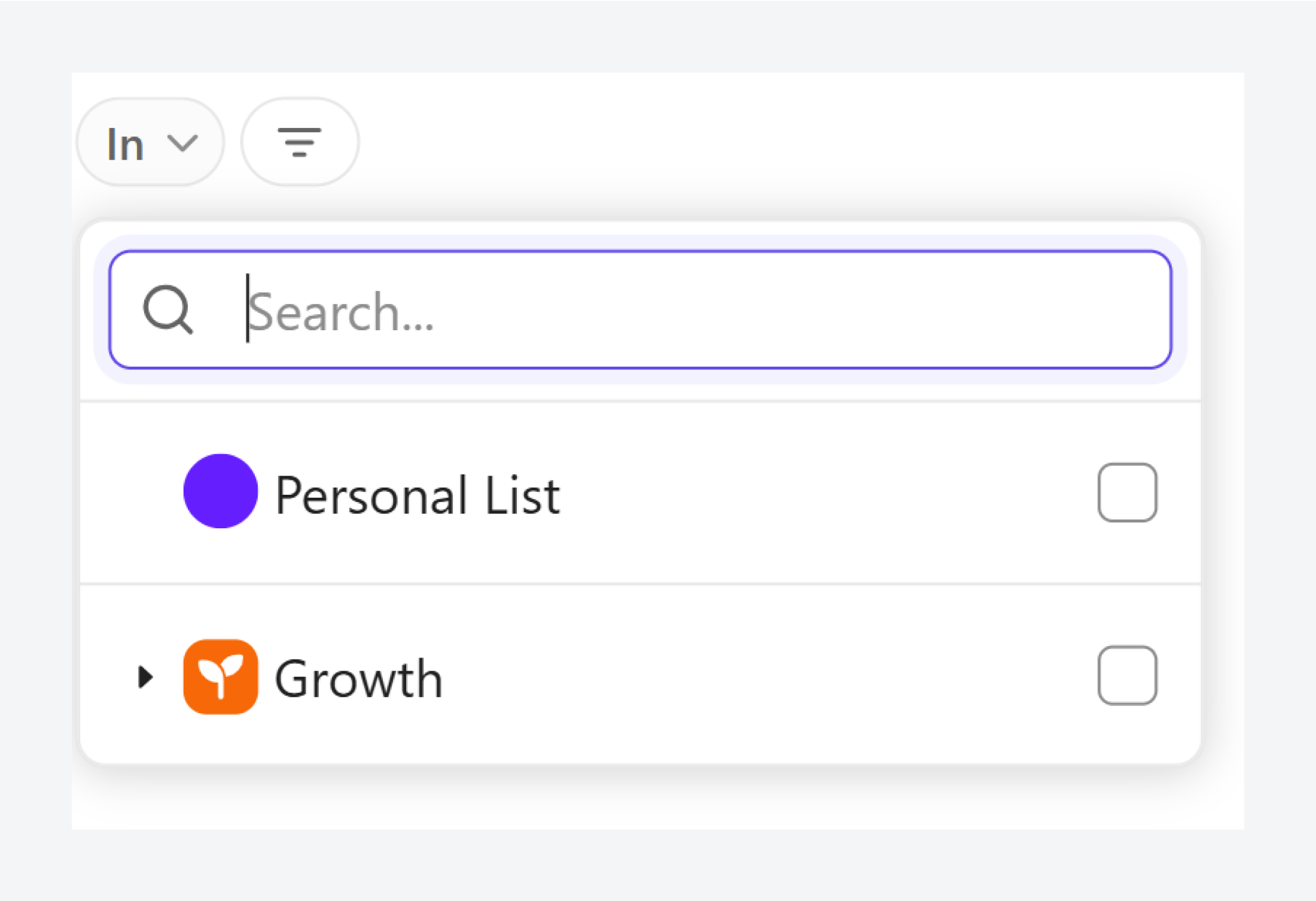 ClickUp using checkboxes for the space parameter.