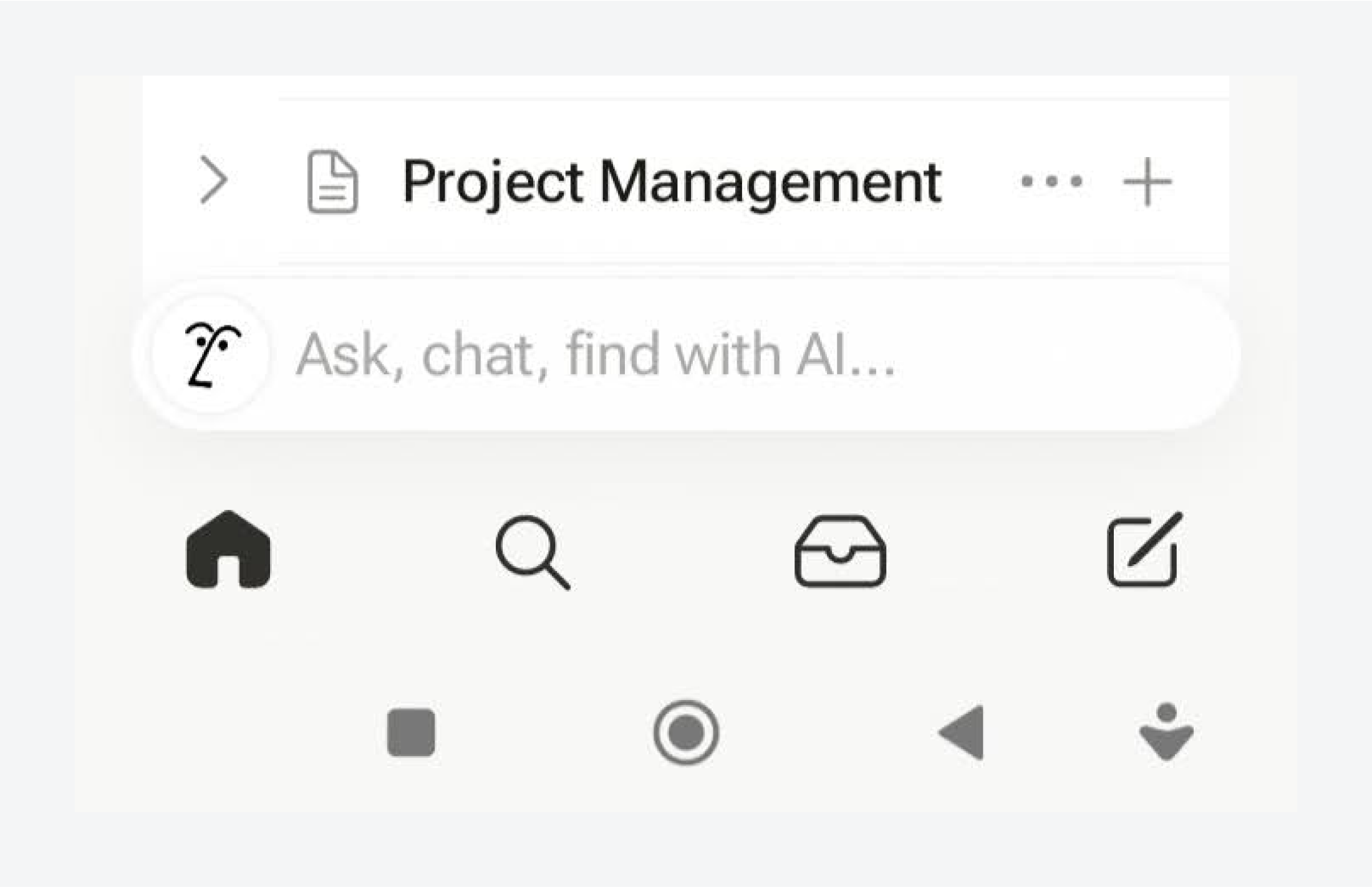  Notion placing a mobile search icon in the navigation bar at the bottom.