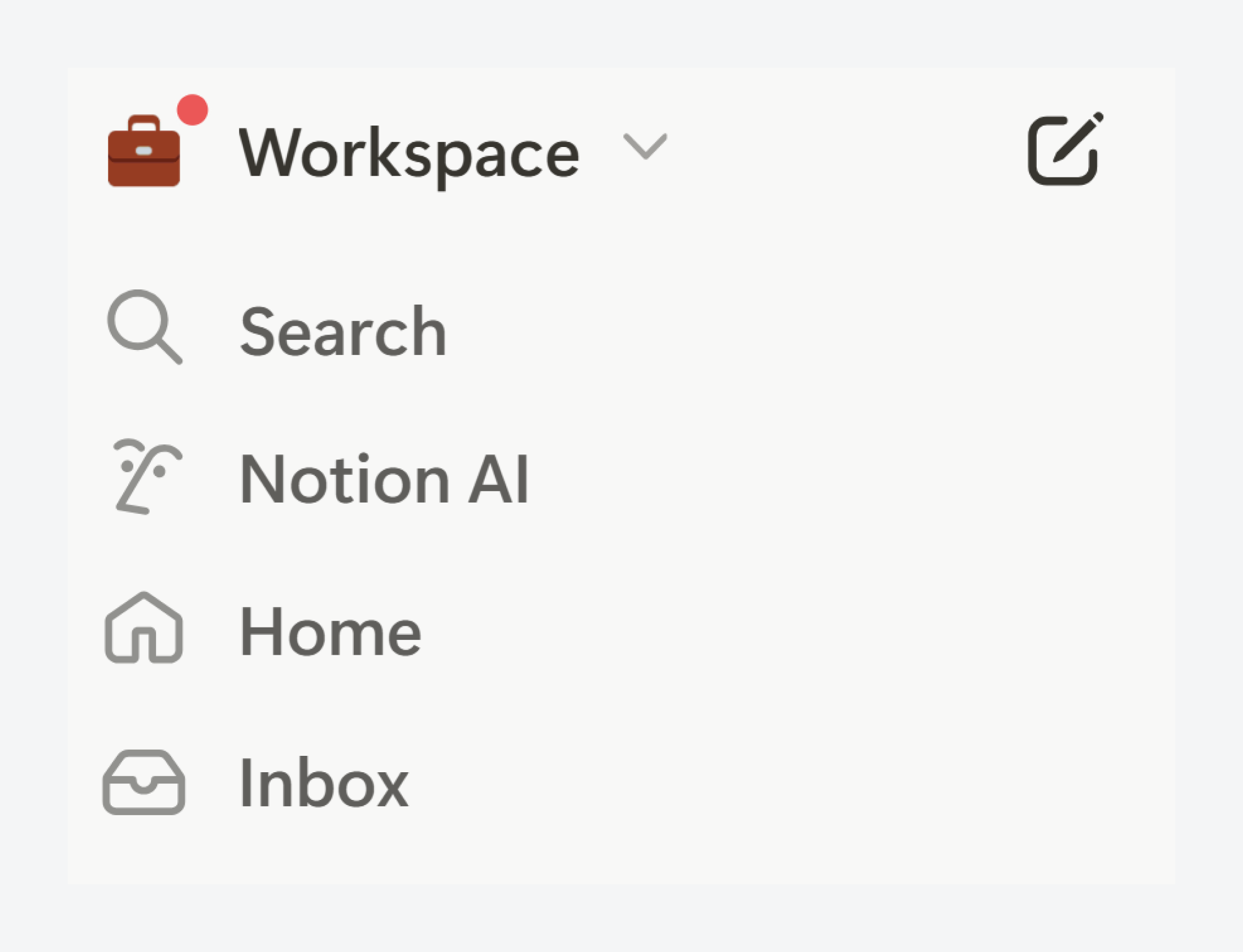 Notion’s global search located in the sidebar.